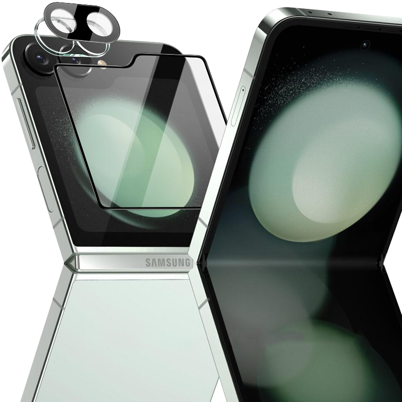 Gehärtetes Glas für die Kamera + für den äußeren Bildschirm für Galaxy Z Flip6, Bizon Glass Silk Lens, 2 Sets