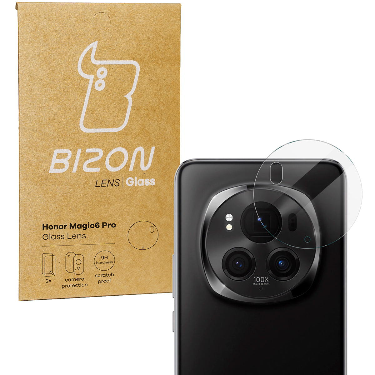 Gehärtetes Glas für die Kamera für Honor Magic6 Pro, Bizon Glass Silk Lens, 2 Stück
