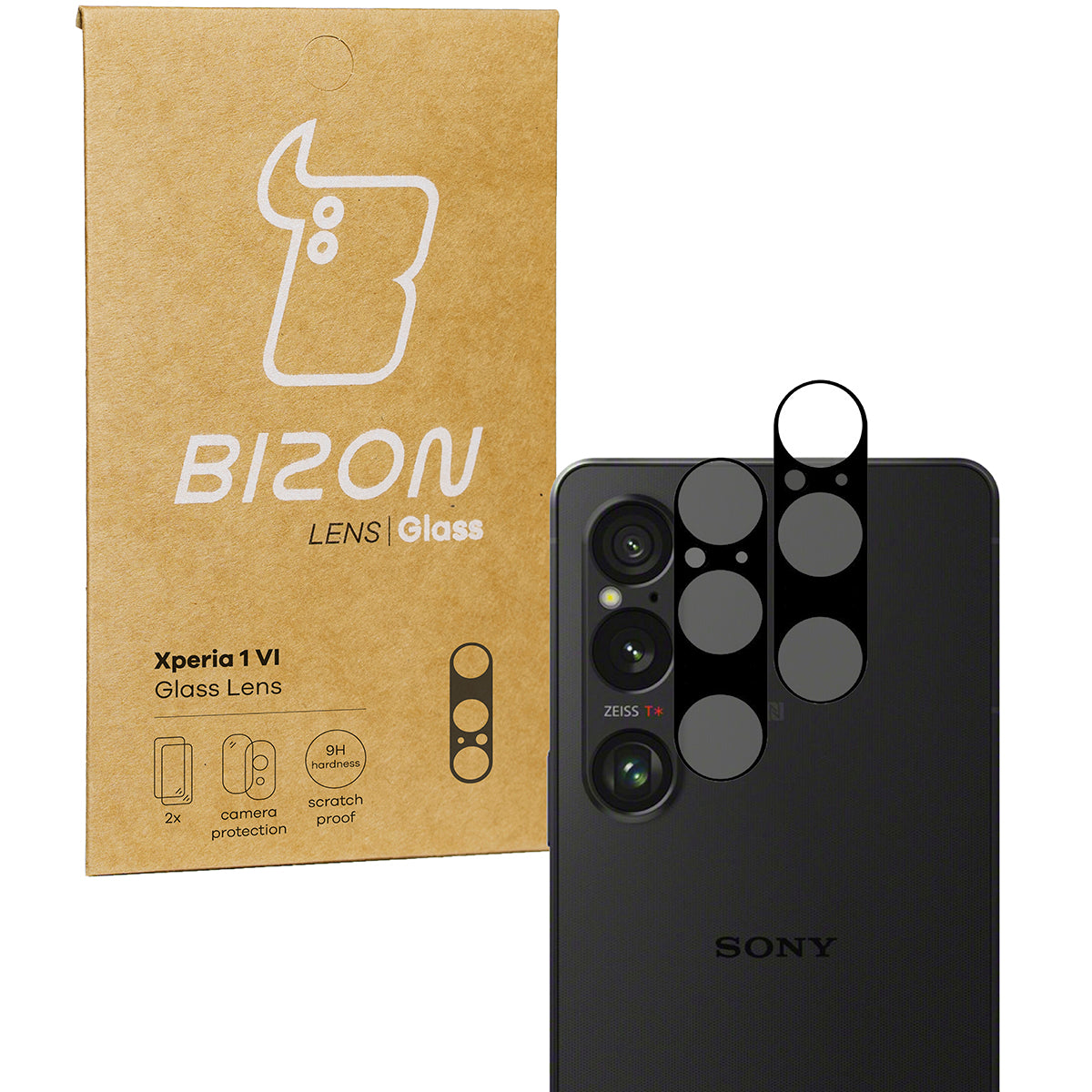 Gehärtetes Glas für die Kamera für Sony Xperia 1 VI, Bizon Glass Silk Lens, 2 Stück