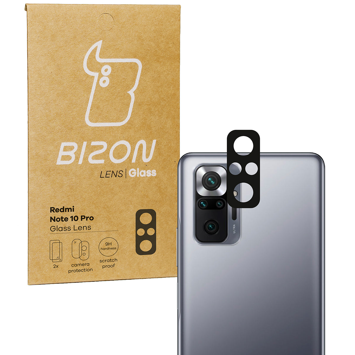 Glas für die Kamera Bizon Glass Lens für Xiaomi Redmi Note 10 Pro, 2 Stück