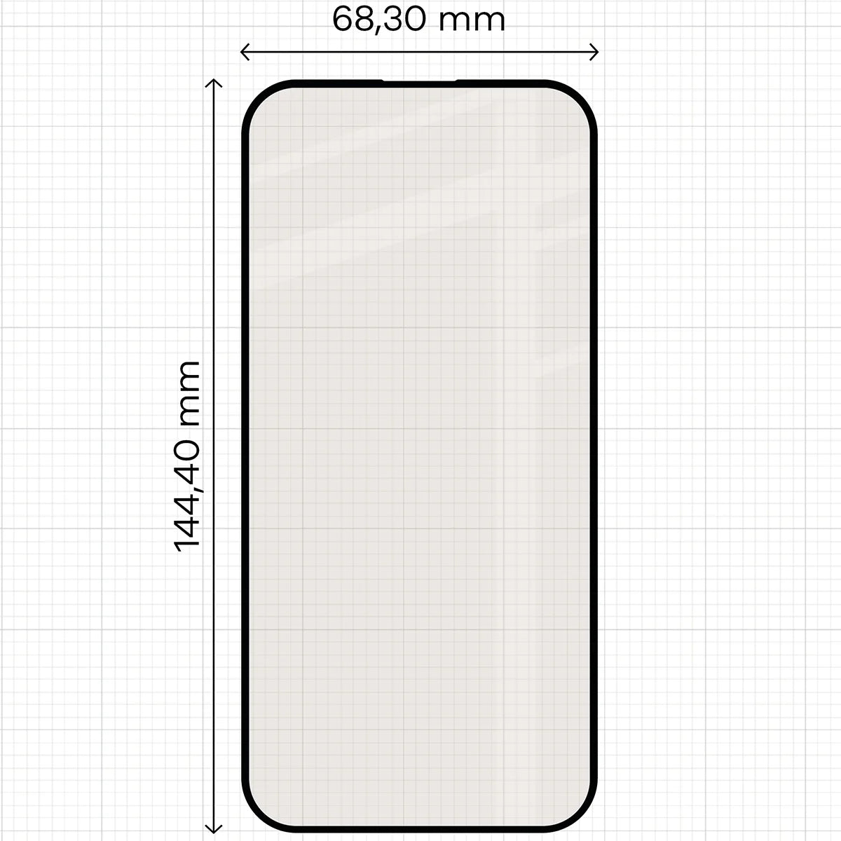 Mattes Hartglas für iPhone 15 / 16, Bizon Glass Matte Duo, Schwarzer Rahmen, 2 Stück