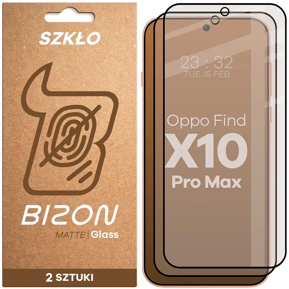 Mattes Hartglas für OPPO Find X10 Pro Max, Bizon Glass Matte Duo, Schwarzer Rahmen, 2 Stück (1/4)