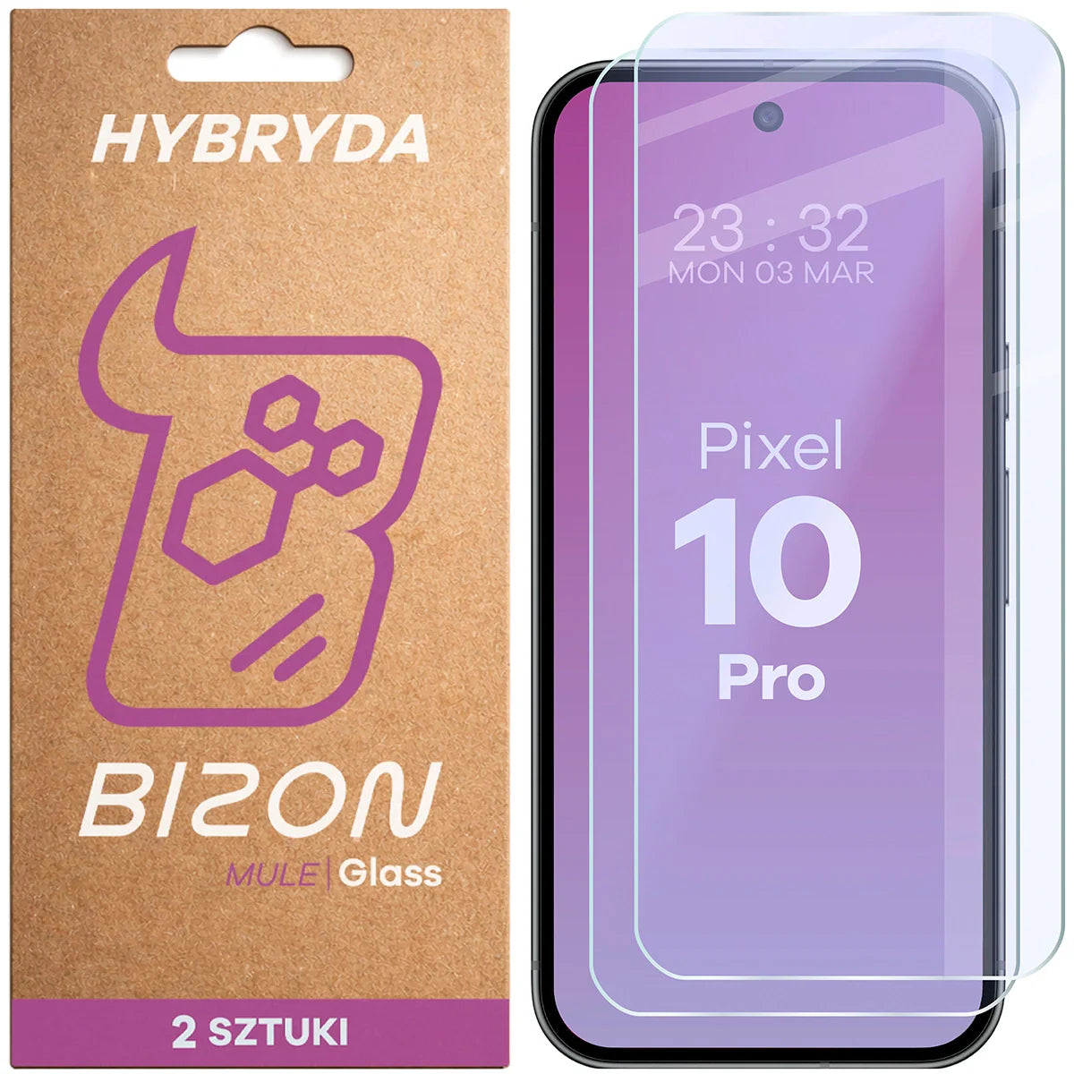 Flexibles Hybridglas für Google Pixel 10 Pro, Bizon Hybrid Mule Duo, 2 Stück