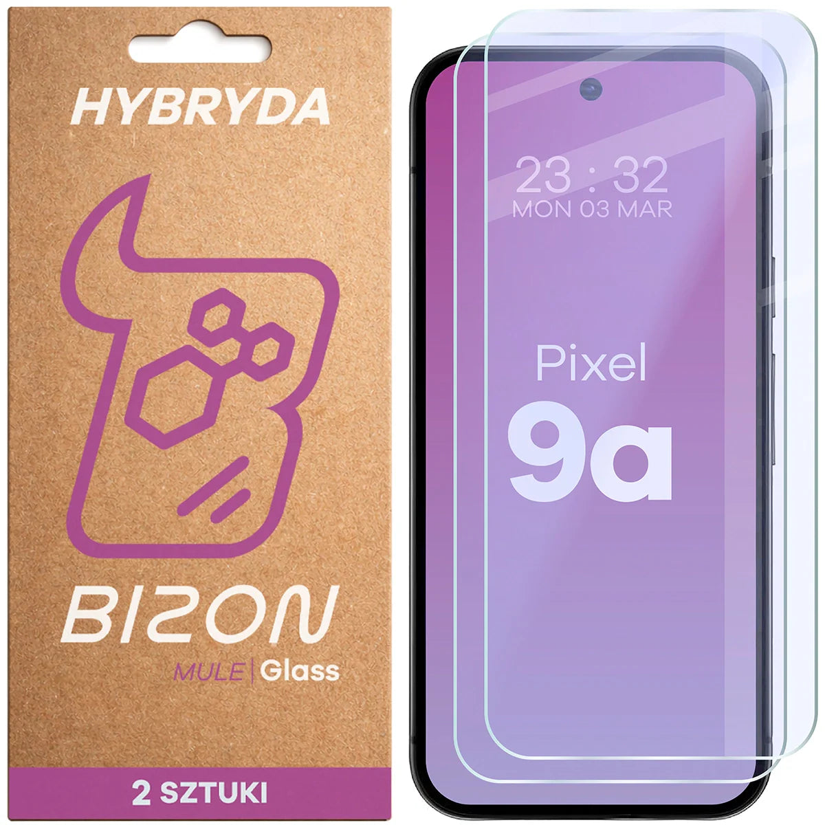 Flexibles Hybridglas für Google Pixel 9a, Bizon Hybrid Mule Duo, 2 Stück