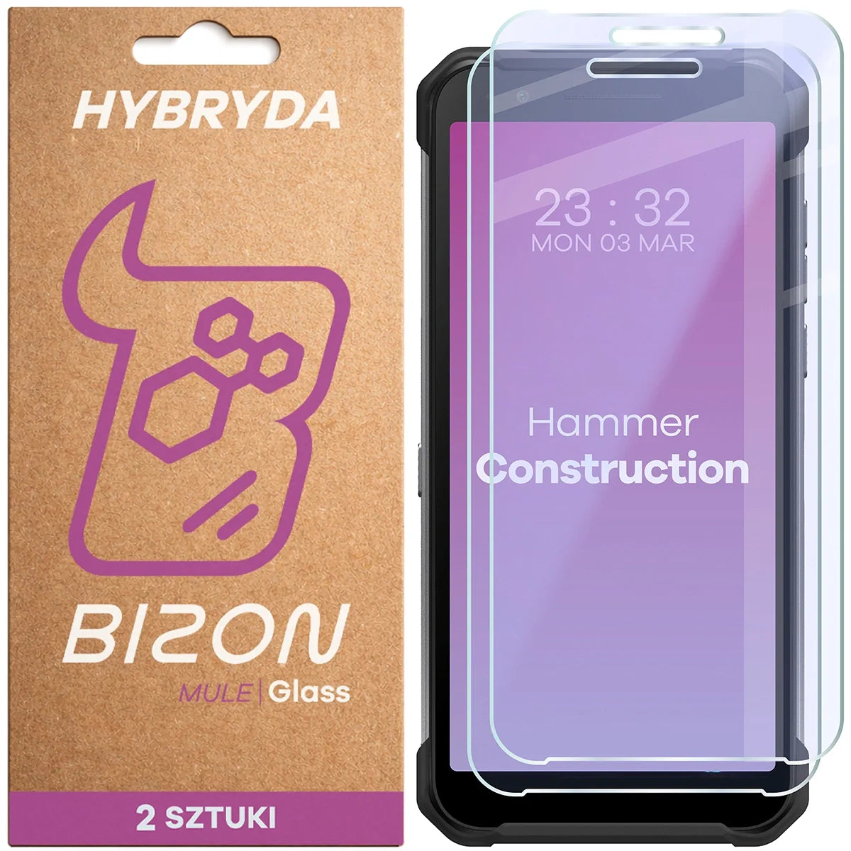 Flexibles Hybridglas für HAMMER Construction, Bizon Hybrid Mule Duo, 2 Stück