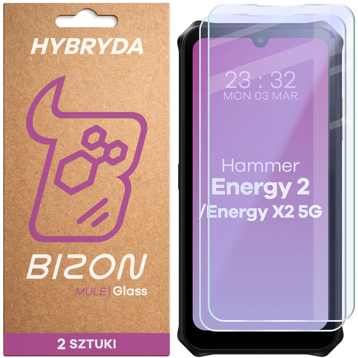 Flexibles Hybridglas für HAMMER Energy X2 5G / 2, Bizon Hybrid Mule Duo, 2 Stück