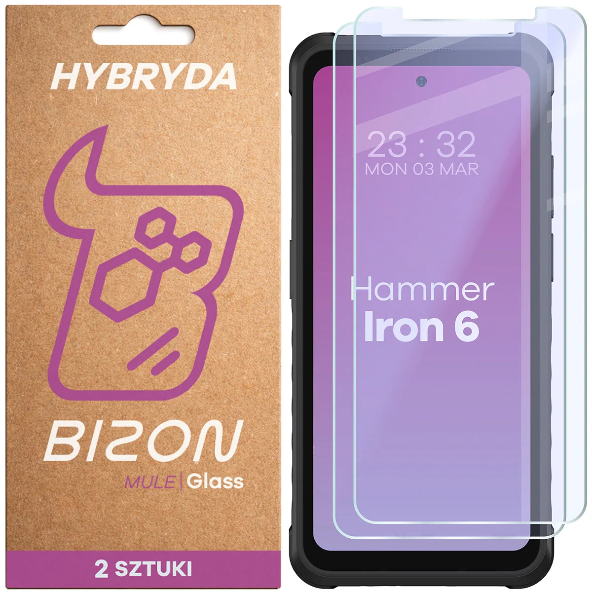 Flexibles Hybridglas für HAMMER Iron 6 5G / Iron 6, Bizon Hybrid Mule Duo, 2 Stück
