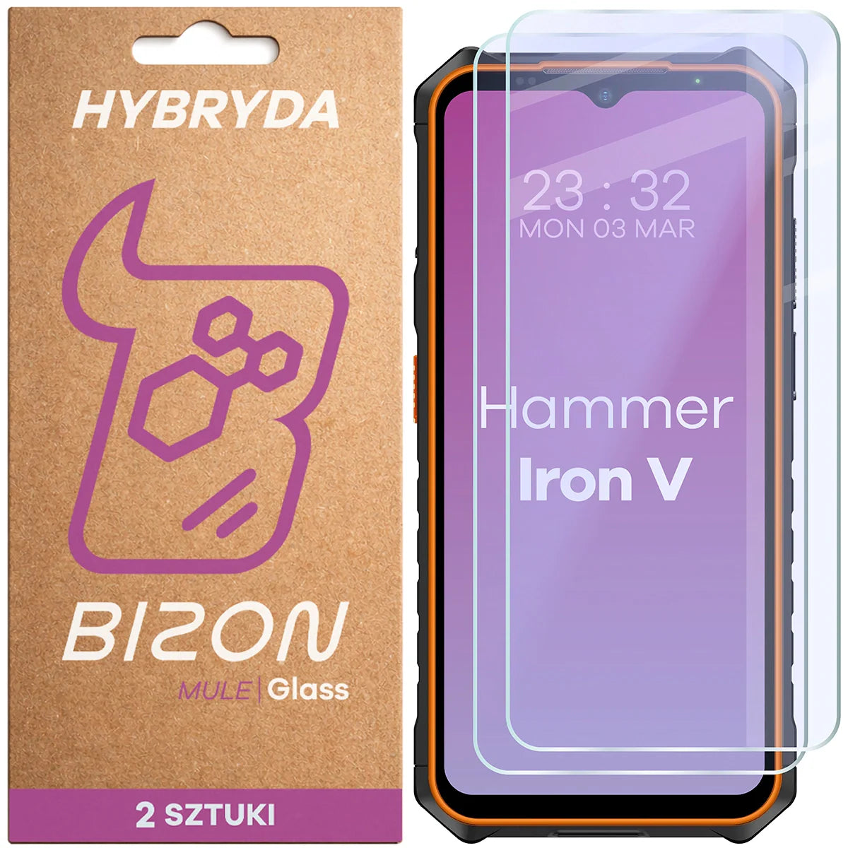 Flexibles Hybridglas für HAMMER Iron V, Bizon Hybrid Mule Duo, 2 Stück