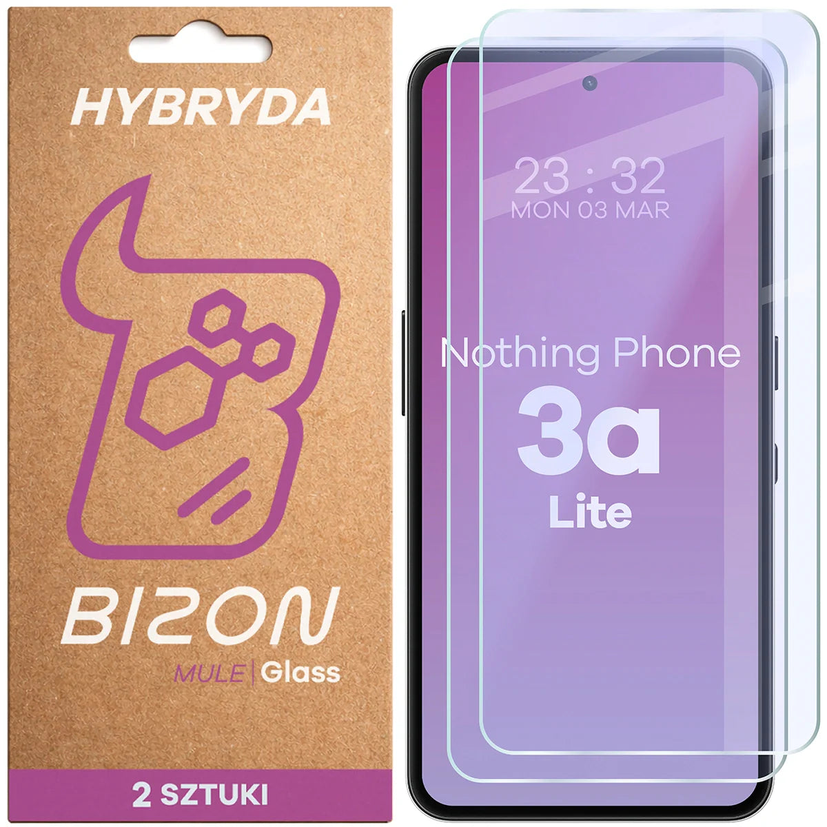 Flexibles Hybridglas für Nothing Phone (3a) Lite, Bizon Hybrid Mule Duo, 2 Stück