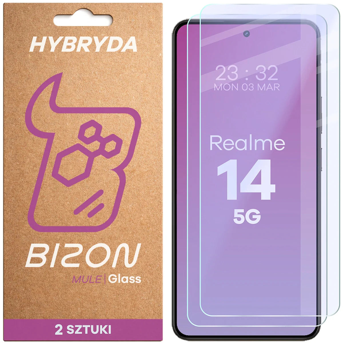 Flexibles Hybridglas für Realme 14 5G, Bizon Hybrid Mule Duo, 2 Stück