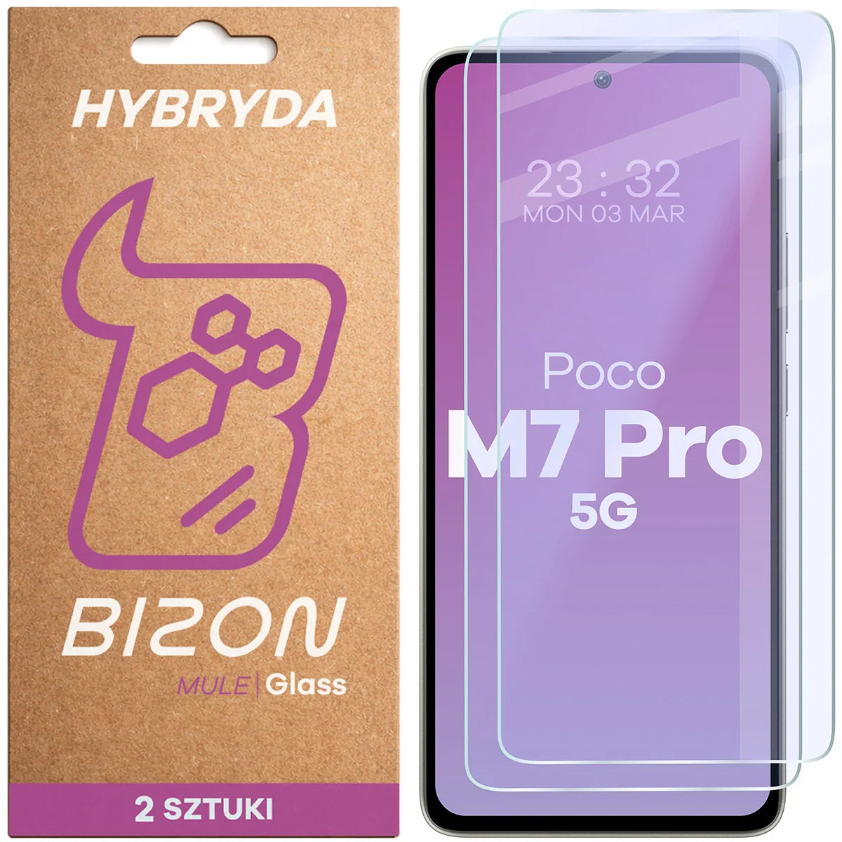 Flexibles Hybridglas für Xiaomi POCO M7 Pro 5G, Bizon Hybrid Mule Duo, 2 Stück