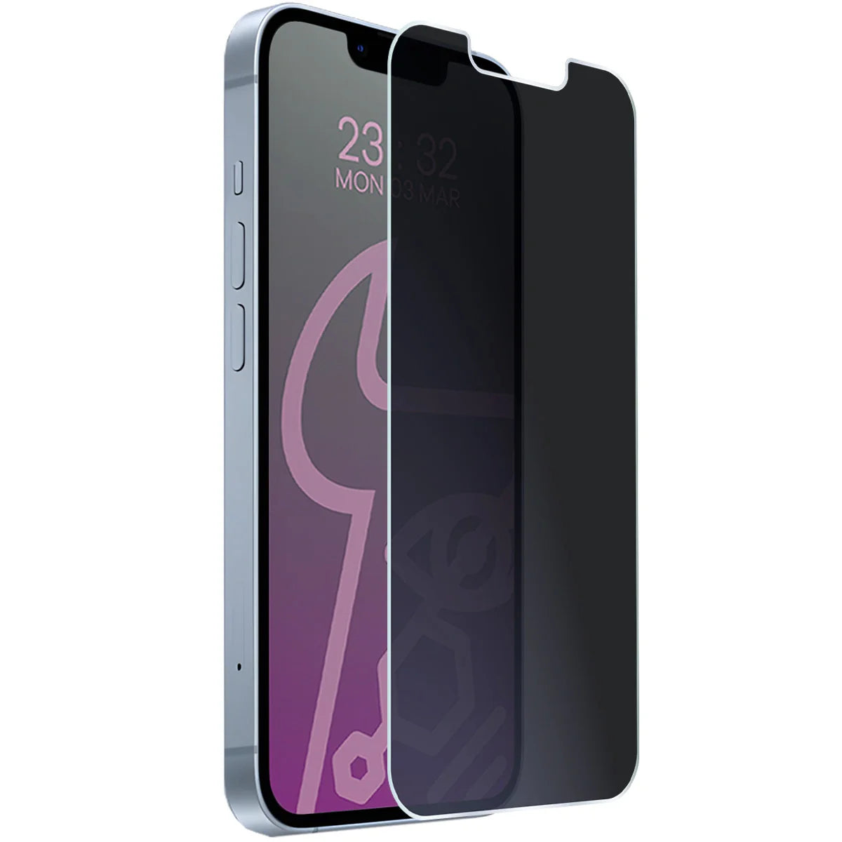 Hybridglas mit Privatschutzfilter für iPhone 14, Bizon Hybrid Shadow, Matt