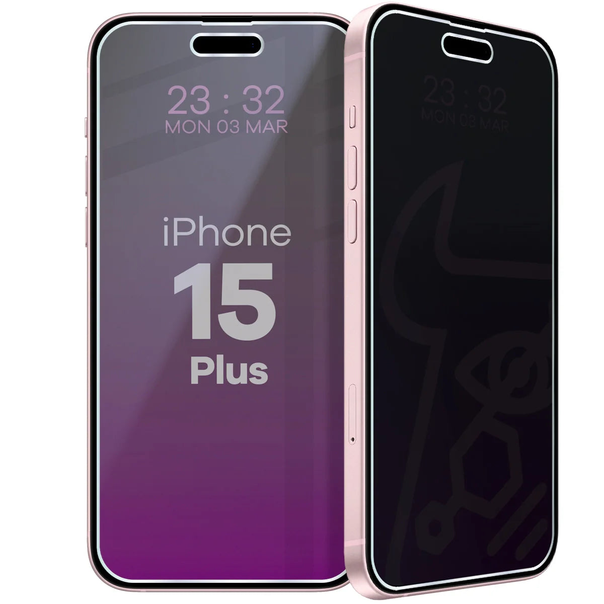 Hybridglas mit Privatschutzfilter für iPhone 15 Plus, Bizon Hybrid Shadow, Matt