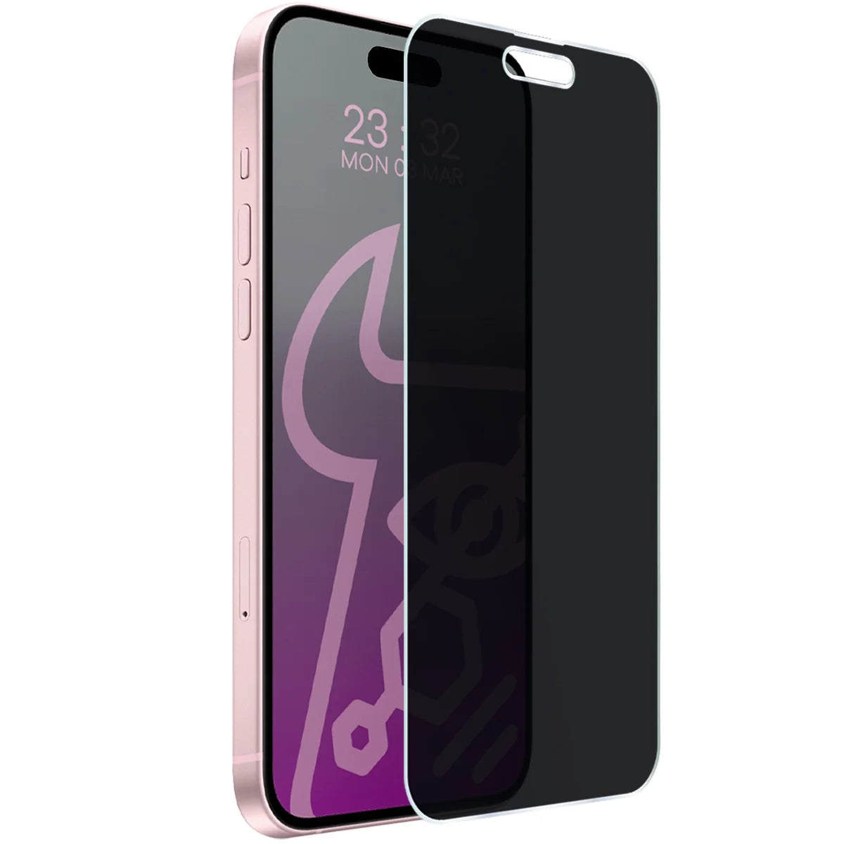 Hybridglas mit Privatschutzfilter für iPhone 15 Plus, Bizon Hybrid Shadow, Matt