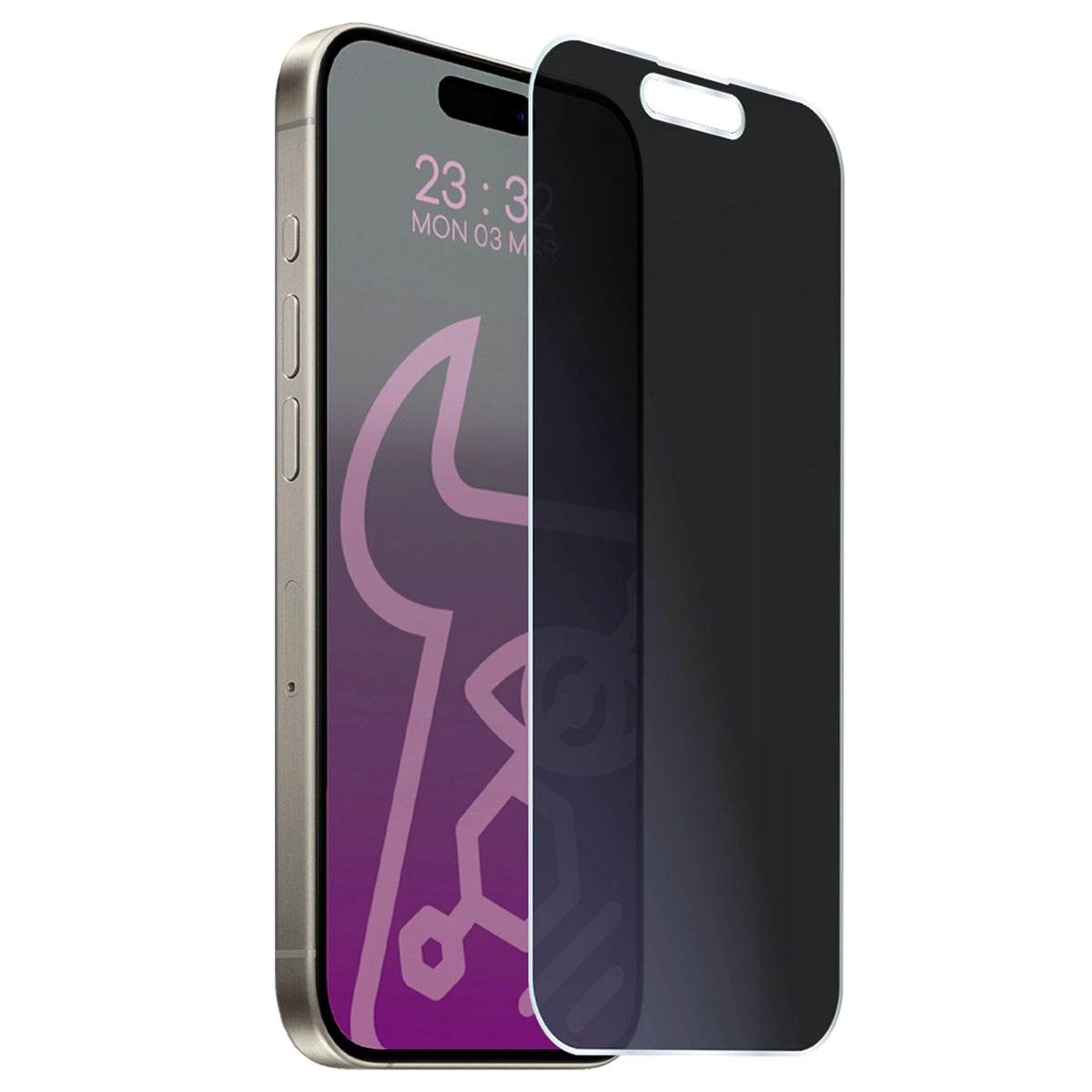 Hybridglas mit Privatschutzfilter für iPhone 15 Pro, Bizon Hybrid Shadow, Matt