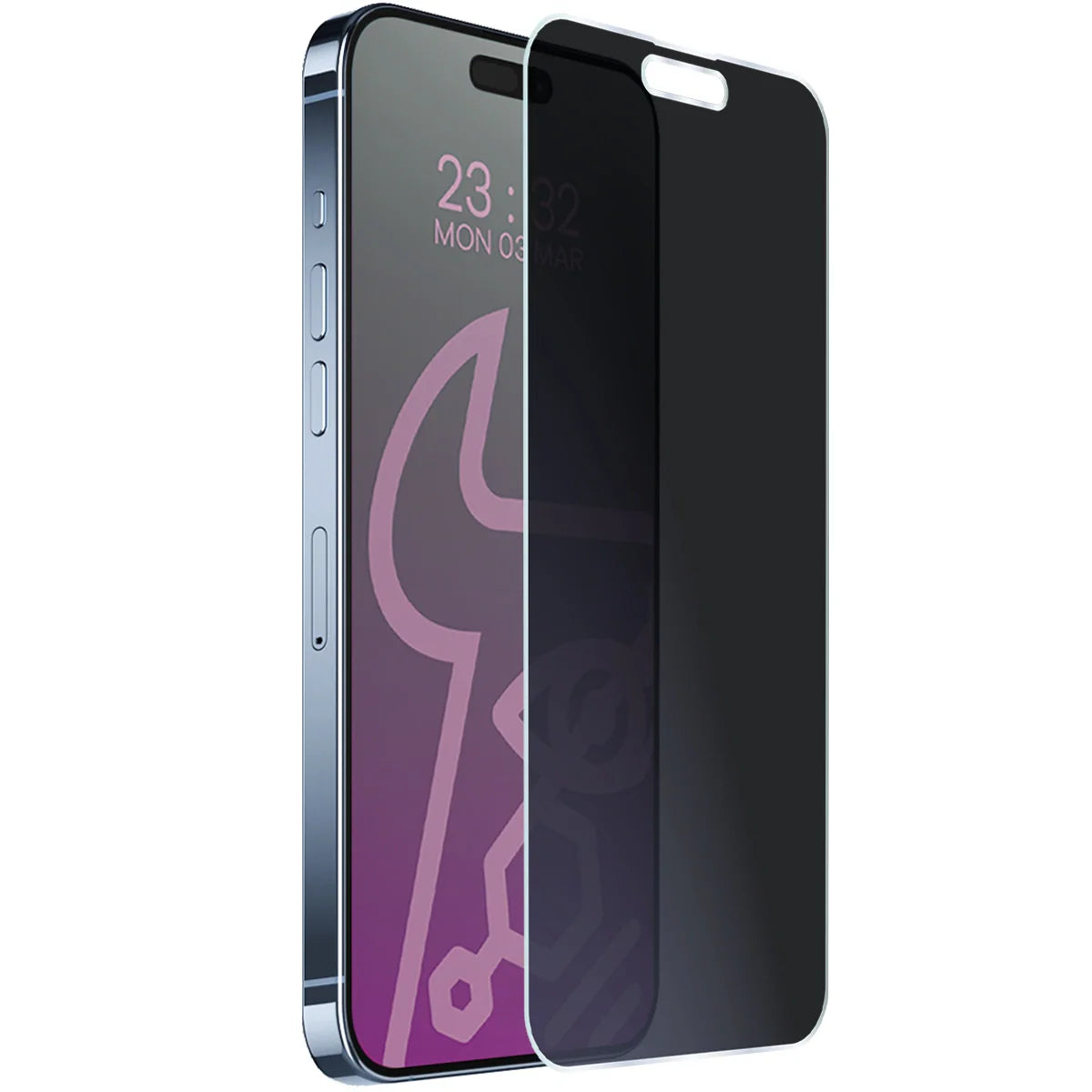 Hybridglas mit Privatschutzfilter für iPhone 15 Pro Max, Bizon Hybrid Shadow, Matt