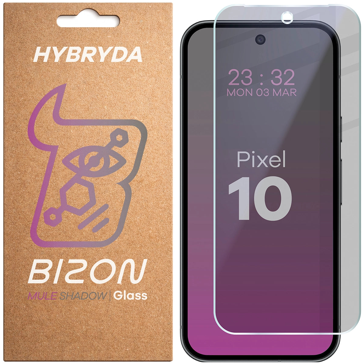Hybridglas mit Privatschutzfilter für Google Pixel 10, Bizon Hybrid Shadow, Matt
