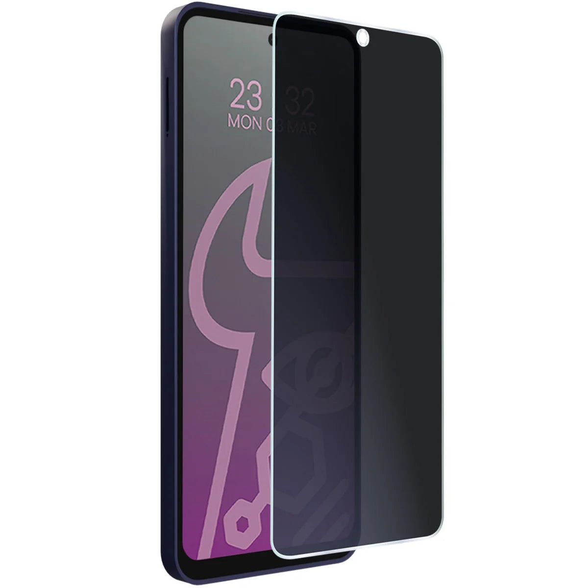 Hybridglas mit Privatschutzfilter für Motorola Moto E15, Bizon Hybrid Shadow, Matt