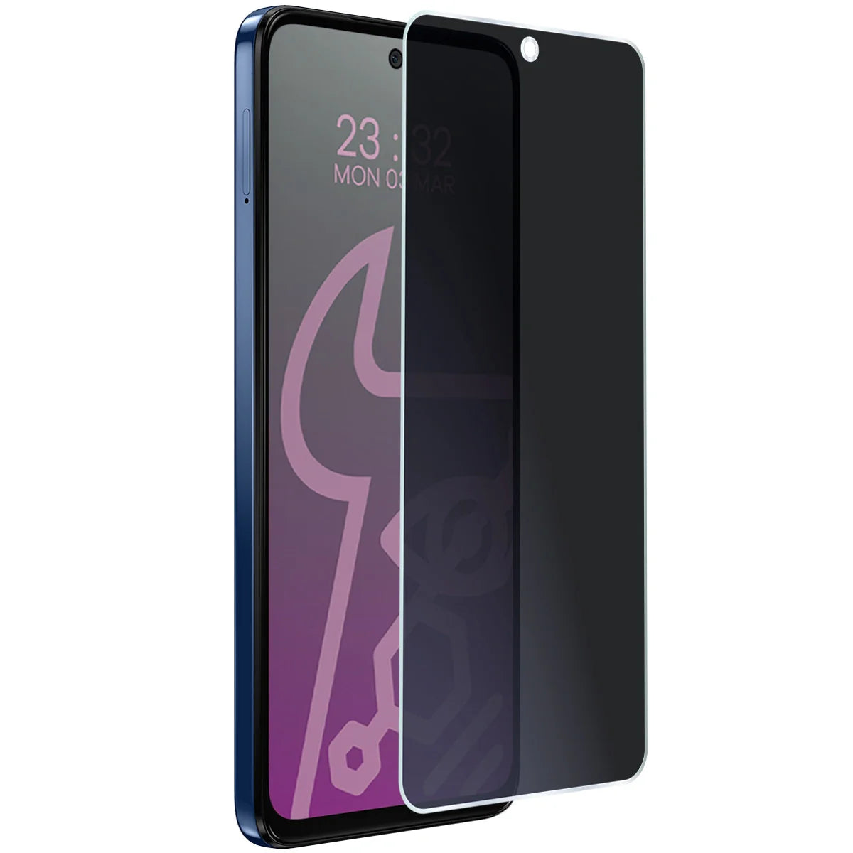 Hybridglas mit Privatschutzfilter für Motorola Moto G15, Bizon Hybrid Shadow, Matt