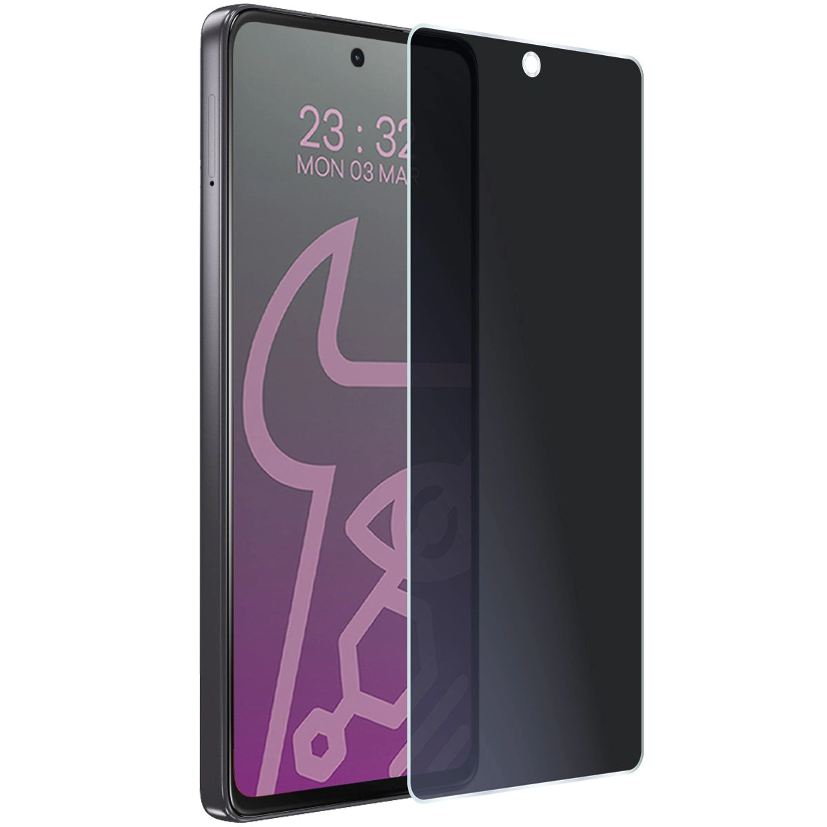 Hybridglas mit Privatschutzfilter für Motorola Moto G75 5G, Bizon Hybrid Shadow, Matt
