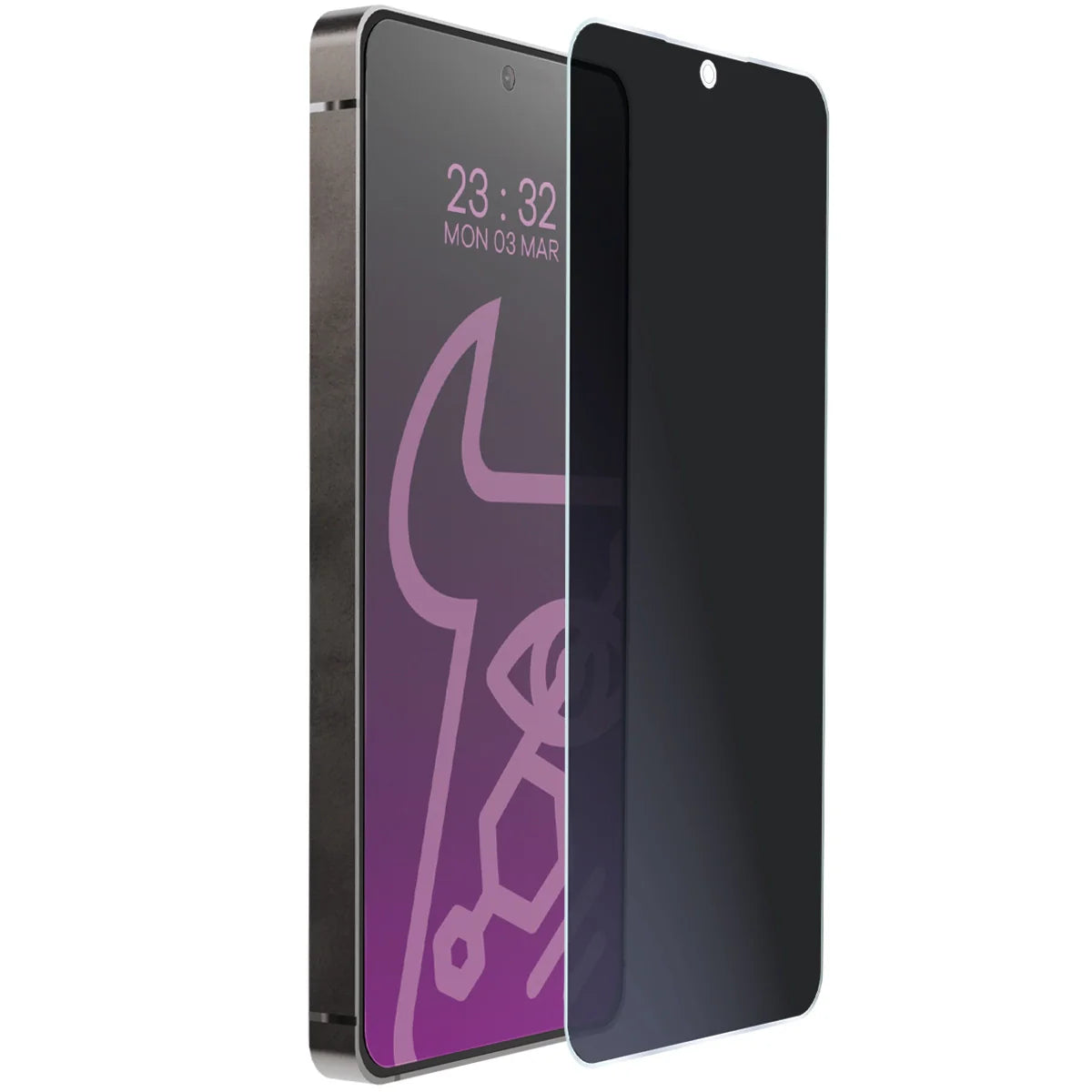 Hybridglas mit Privatschutzfilter für Galaxy S25 FE, Bizon Glass Mule Shadow, Matt