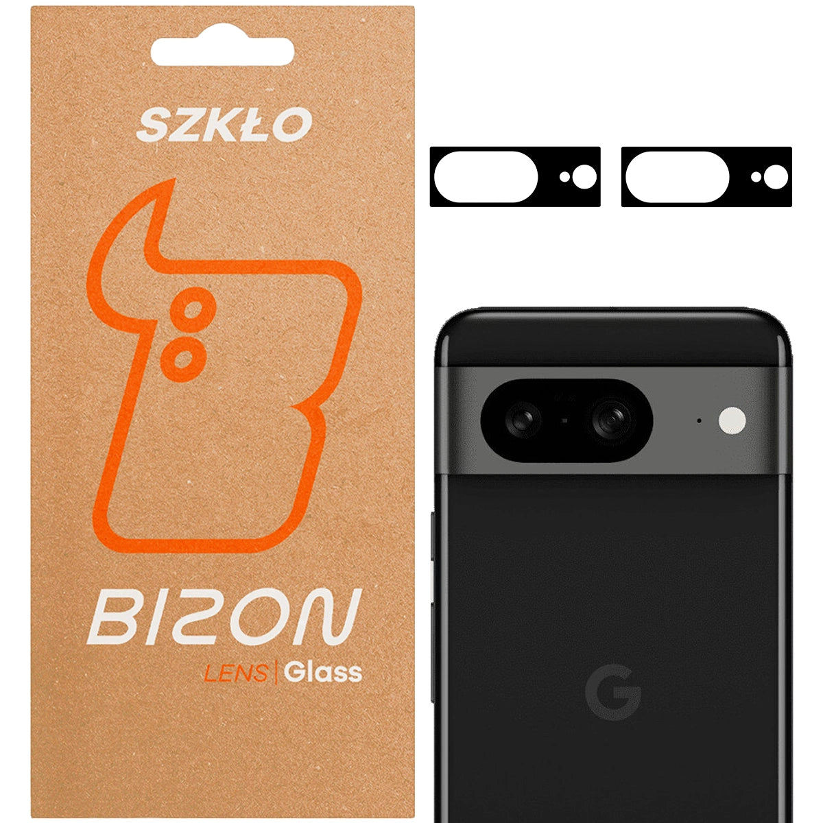 Gehärtetes Glas für die Kamera Bizon Glass Silk Lens für Pixel 8, 2 Stück
