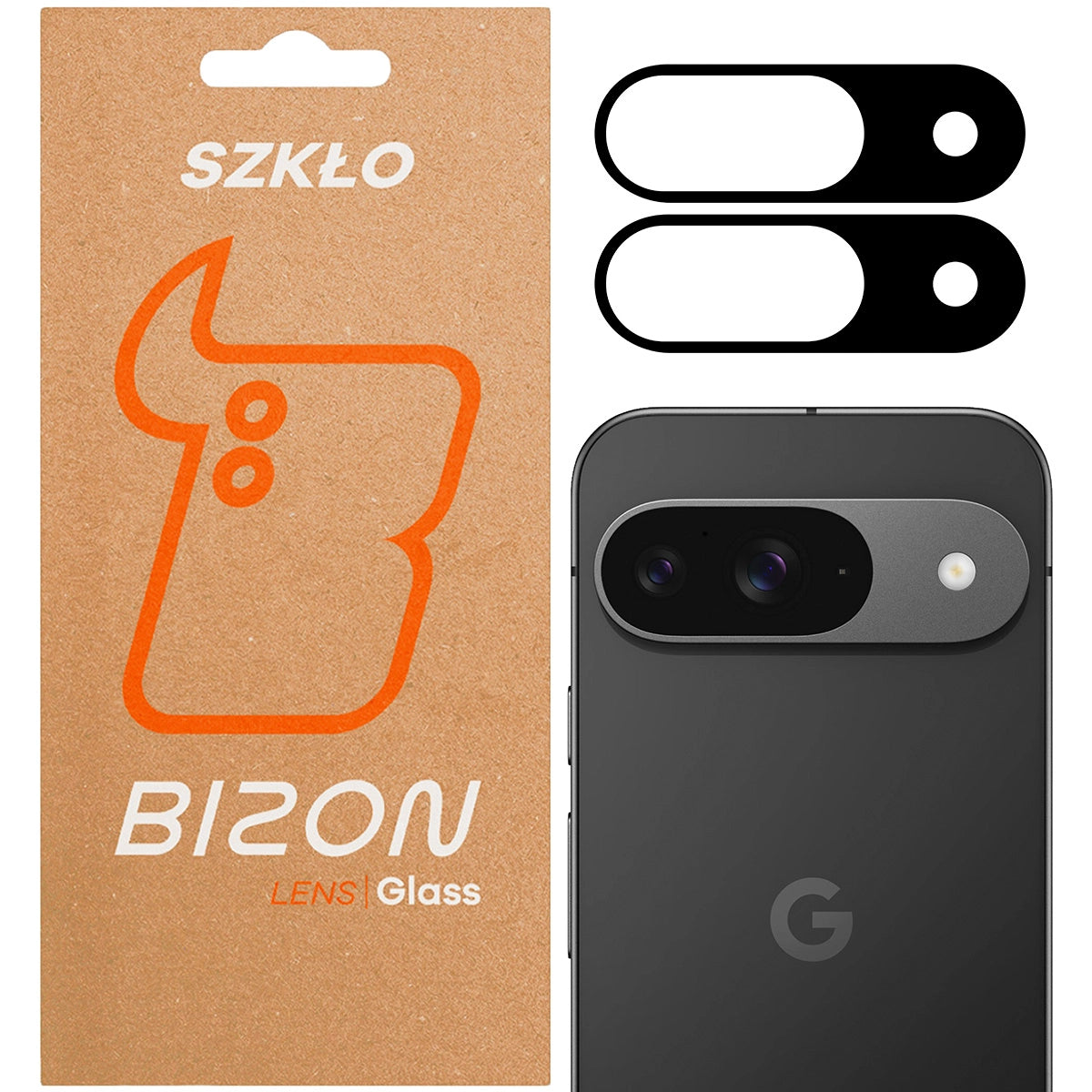 Gehärtetes Glas für die Kamera für Pixel 9, Bizon Glass Silk Lens, 2 Stück