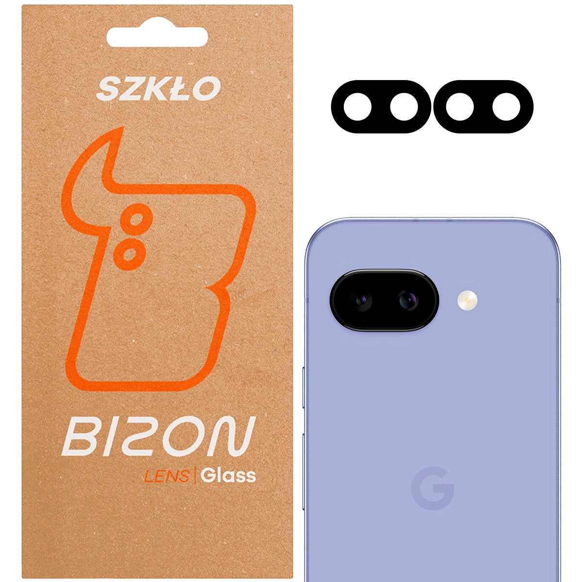 Gehärtetes Glas für die Kamera für Google Pixel 9a Bizon Glass Silk Lens, 2 Stück