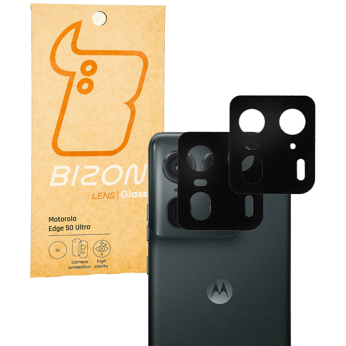 Gehärtetes Glas für die Kamera für Motorola Edge 50 Ultra, Bizon Glass Silk Lens, 2 Stück