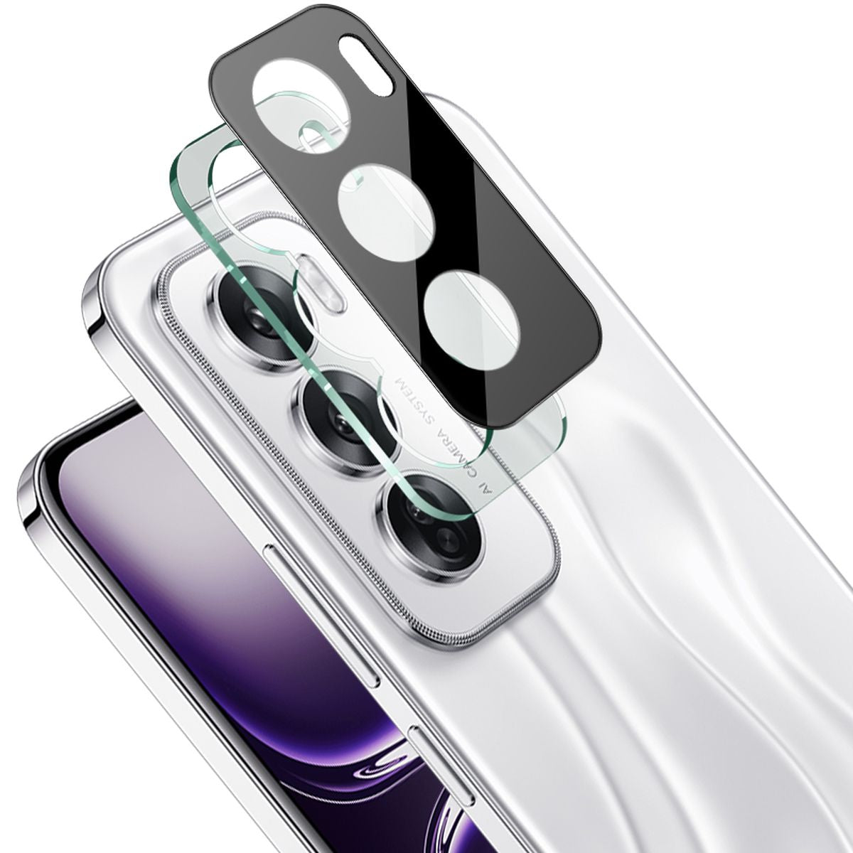 Gehärtetes Glas für die Kamera für Oppo Reno 12/12 Pro, Bizon Glass Silk Lens, 2 Stück