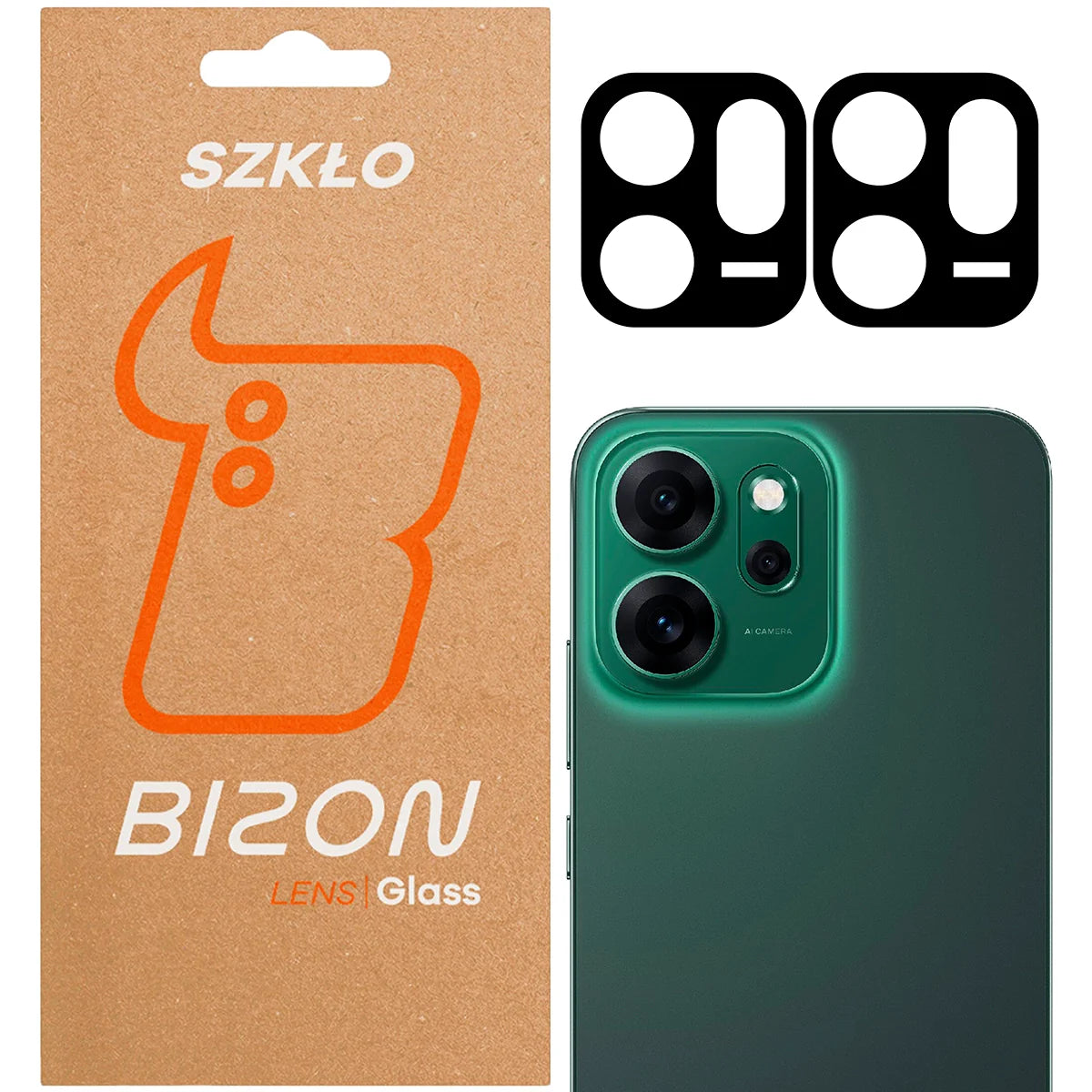 Gehärtetes Glas für die Kamera für Oppo Reno 14 F / FS, Bizon Glass Lens, 2 Stück