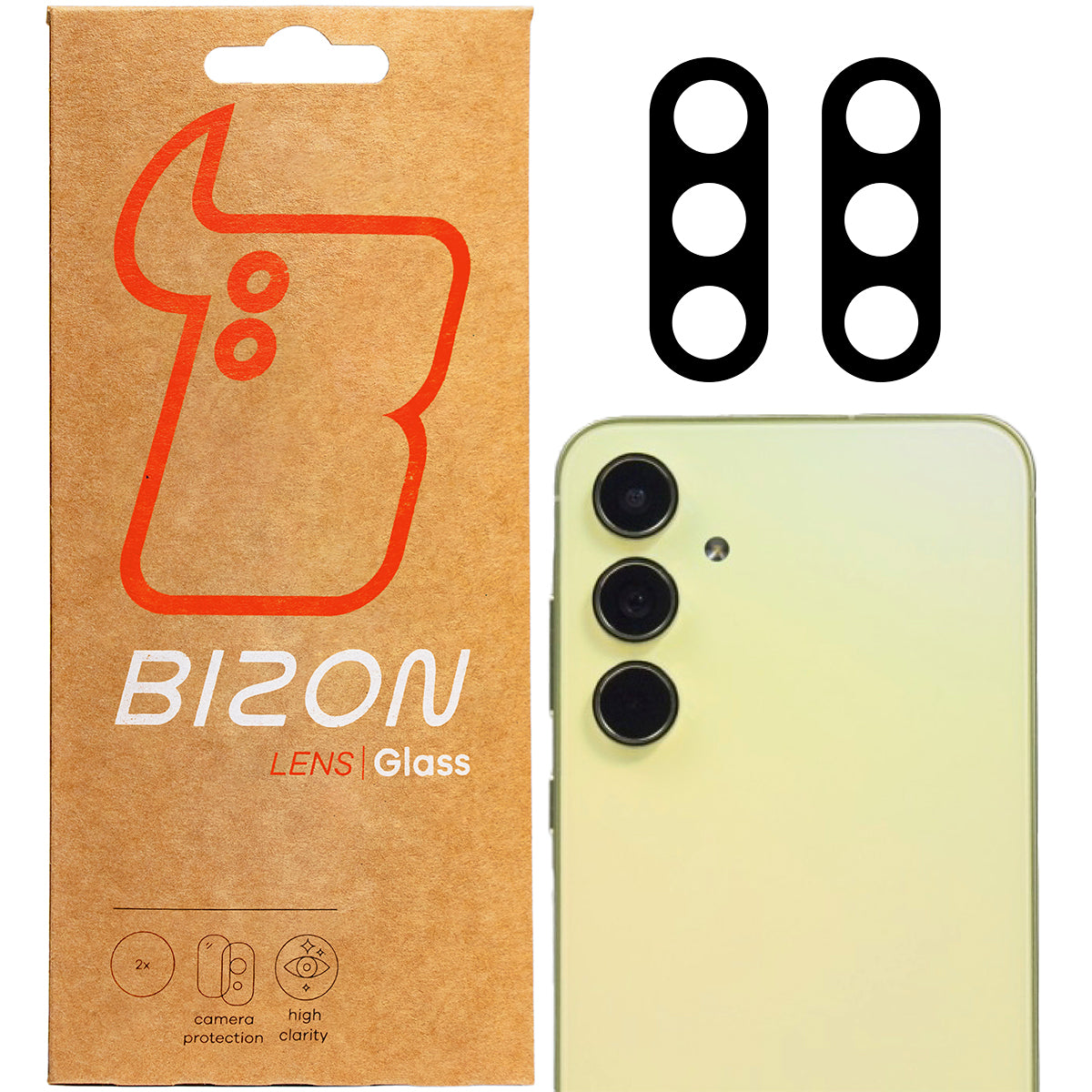 Gehärtetes Glas für die Kamera für Galaxy A56 5G, Bizon Glass Silk Lens, 2 Stück