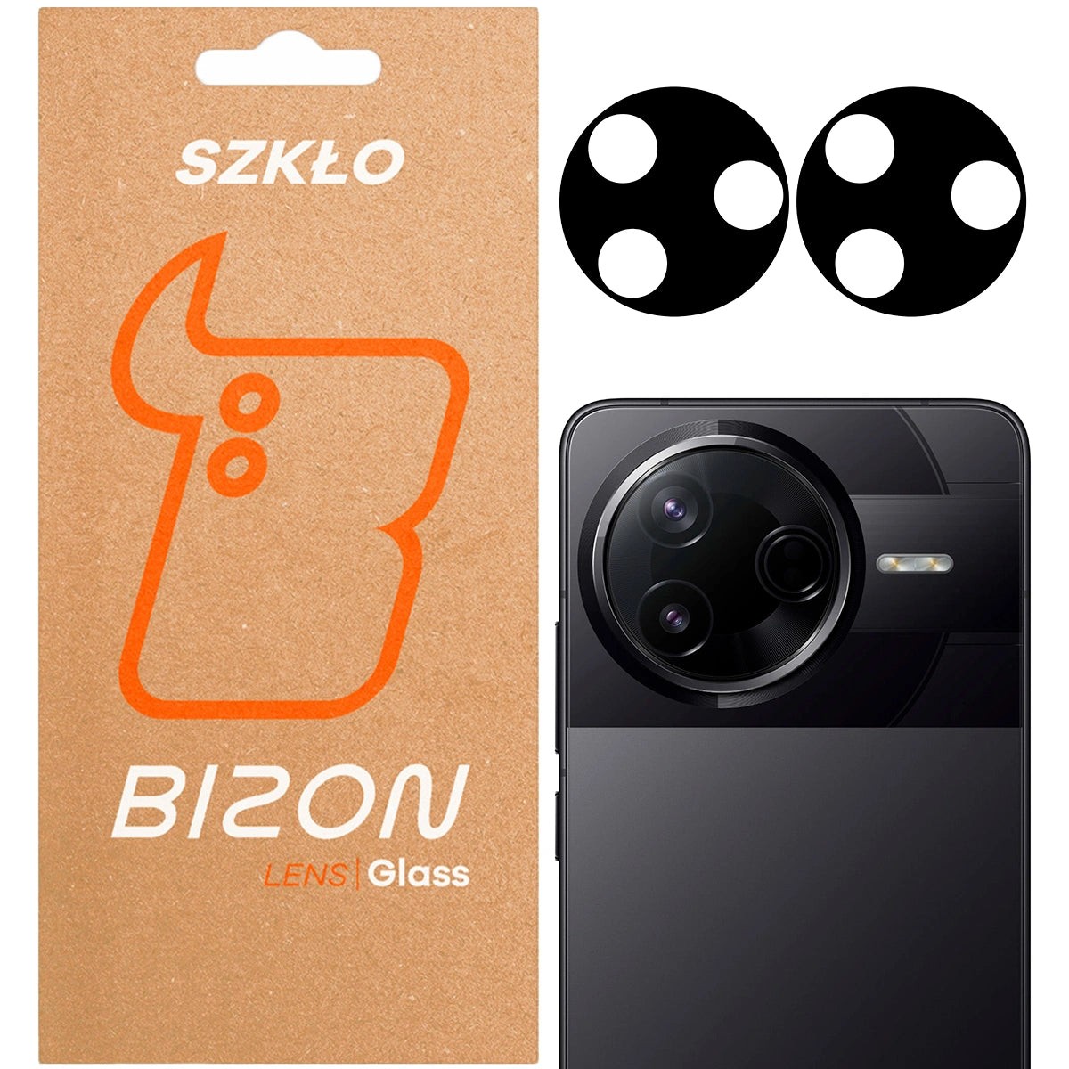Gehärtetes Glas für die Kamera für Xiaomi Poco F7 Pro, Bizon Glass Silk Lens, 2 Stück