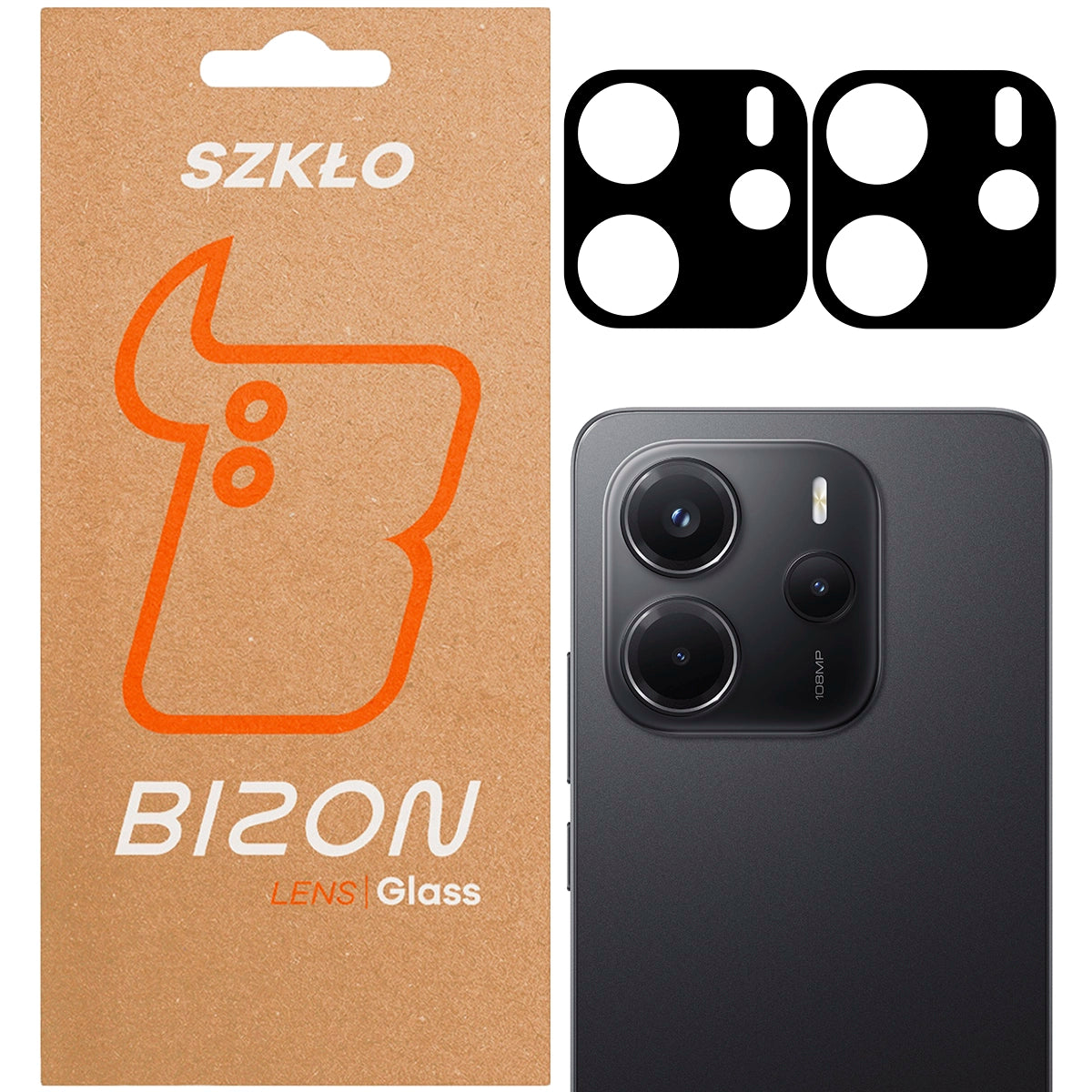 Gehärtetes Glas für die Kamera für Xiaomi Redmi Note 14 4G, Bizon Glass Silk Lens, 2 Stück