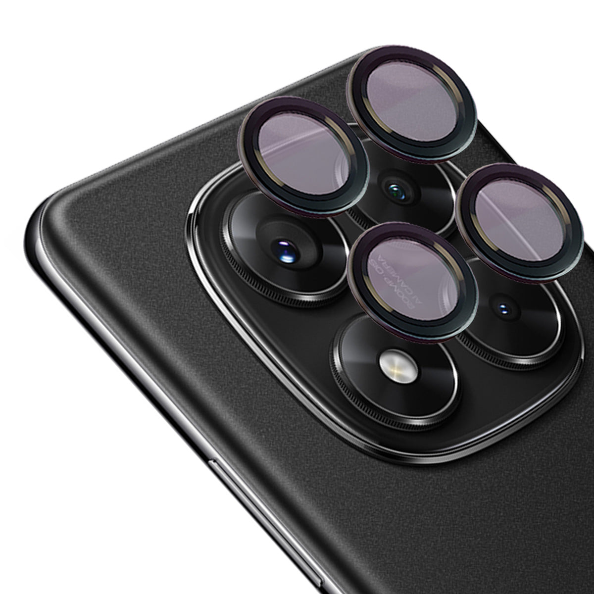 Glas für die Kamera für Xiaomi Redmi Note 14 Pro 5G / Poco X7, Bizon Glass Snap Lens, 1 Set, Schwarzer Rahmen