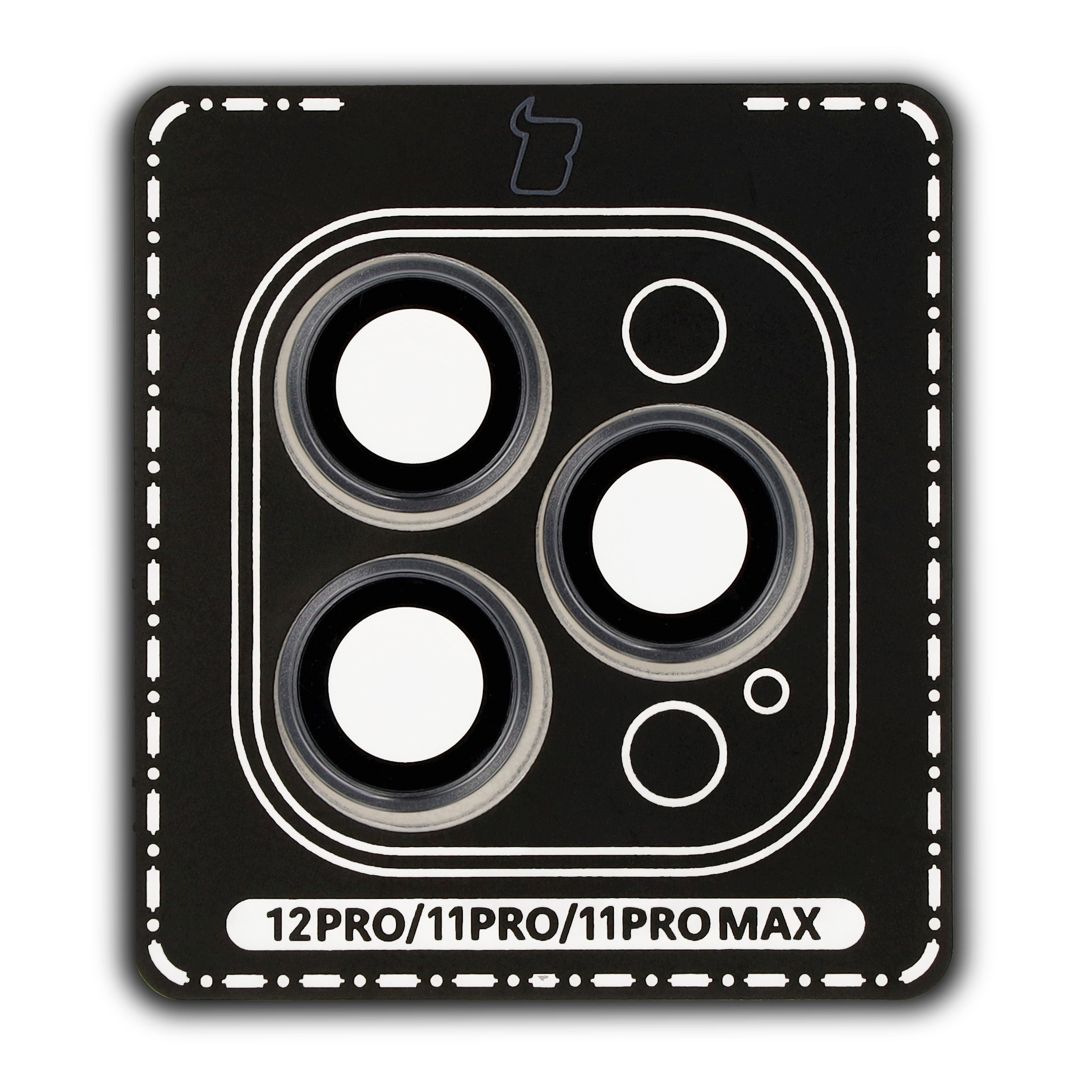 Glas für die Kamera mit Applikator für iPhone 12 Pro/11Pro/11 Pro Max, Bizon Glass Snap Lens, 1 Set, Grauer Rahmen