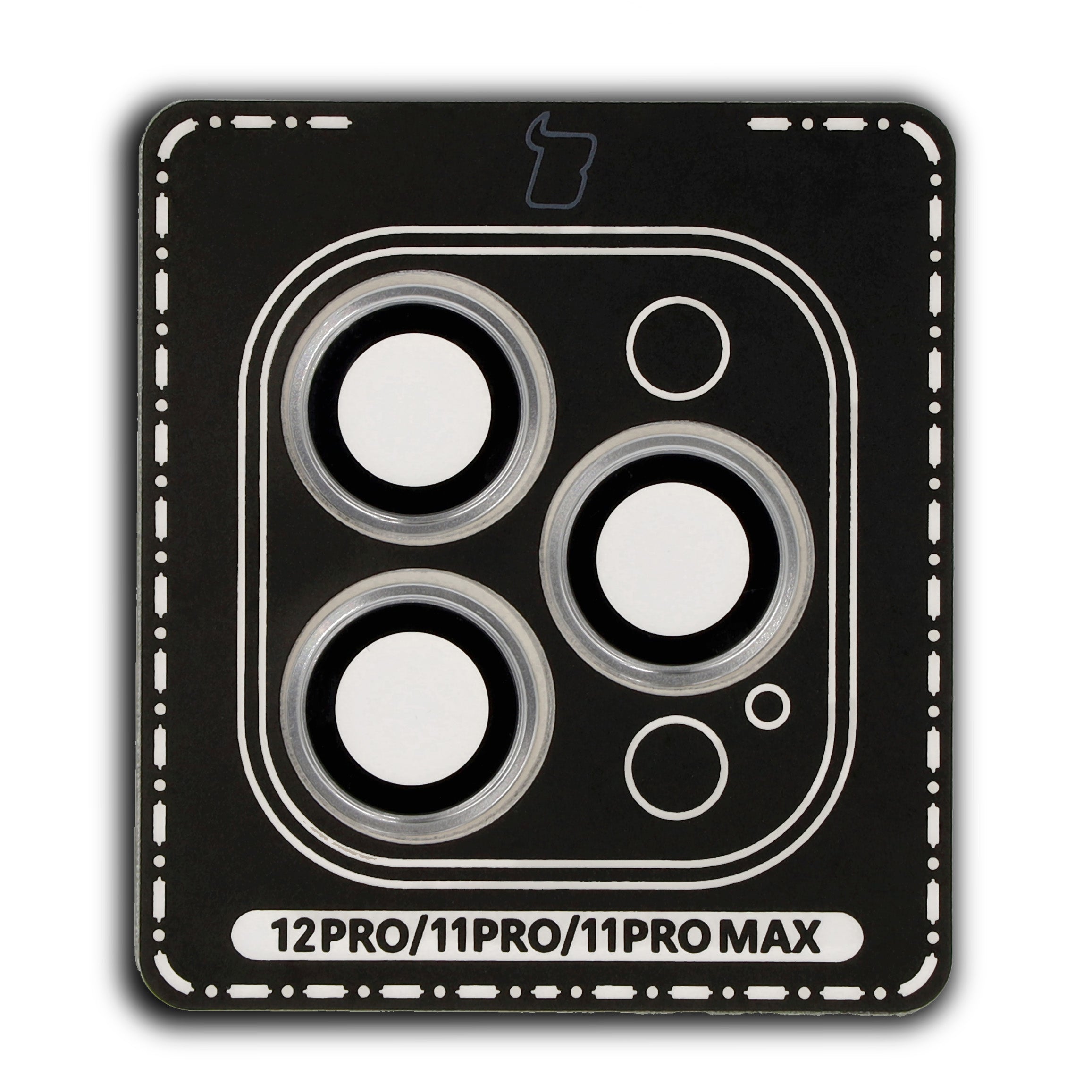 Glas für die Kamera mit Applikator für iPhone 12 Pro/11Pro/11 Pro Max, Bizon Glass Snap Lens, 1 Set, Silberner Rahmen