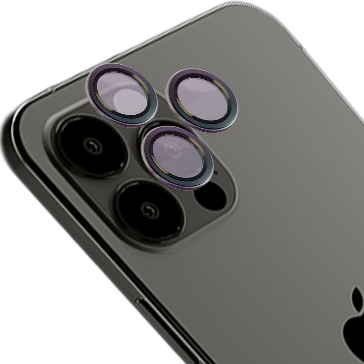 Glas für die Kamera mit Applikator für iPhone 12 Pro Max, Bizon Glass Snap Lens, 1 Set, Graphit Rahmen