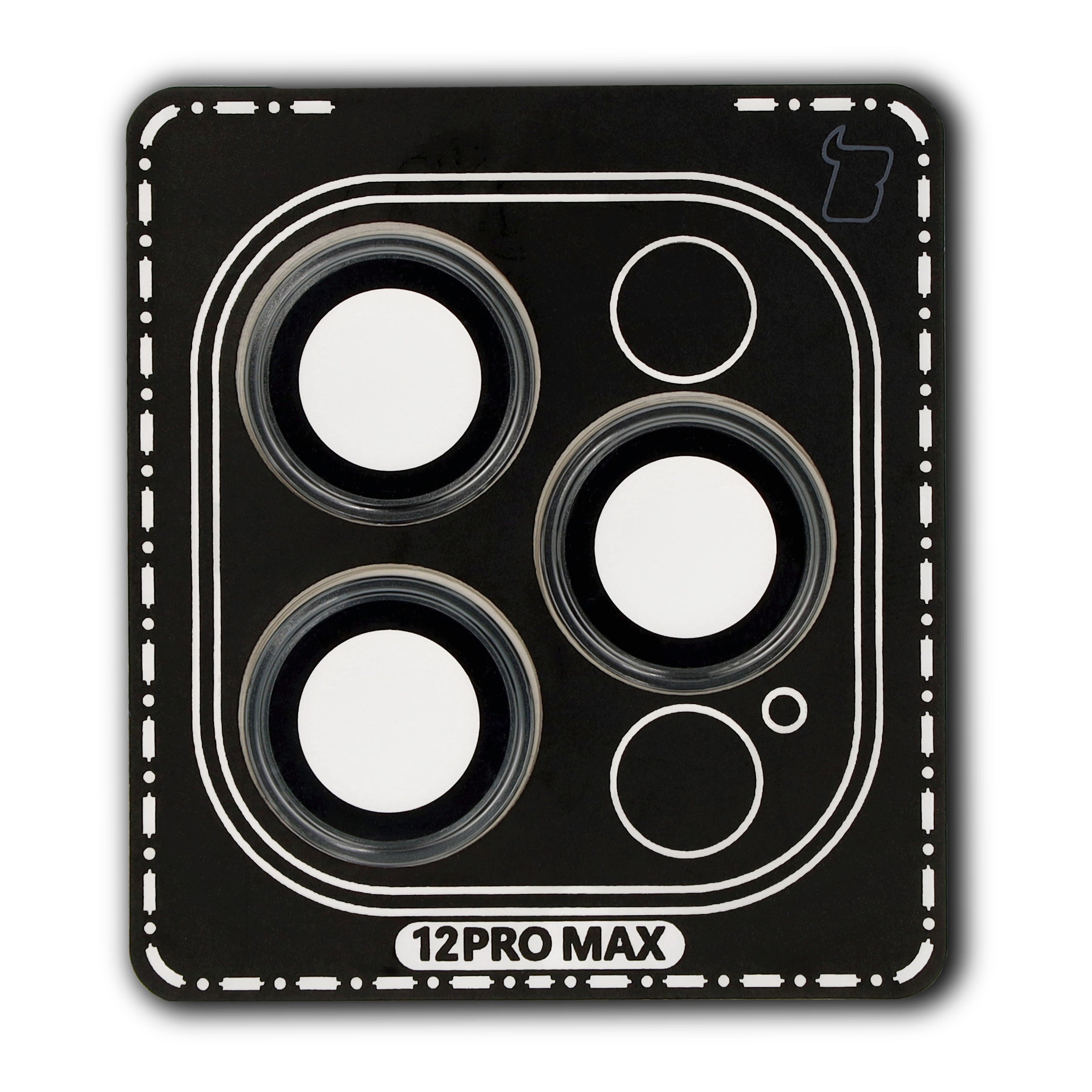 Glas für die Kamera mit Applikator für iPhone 12 Pro Max, Bizon Glass Snap Lens, 1 Set, Graphit Rahmen