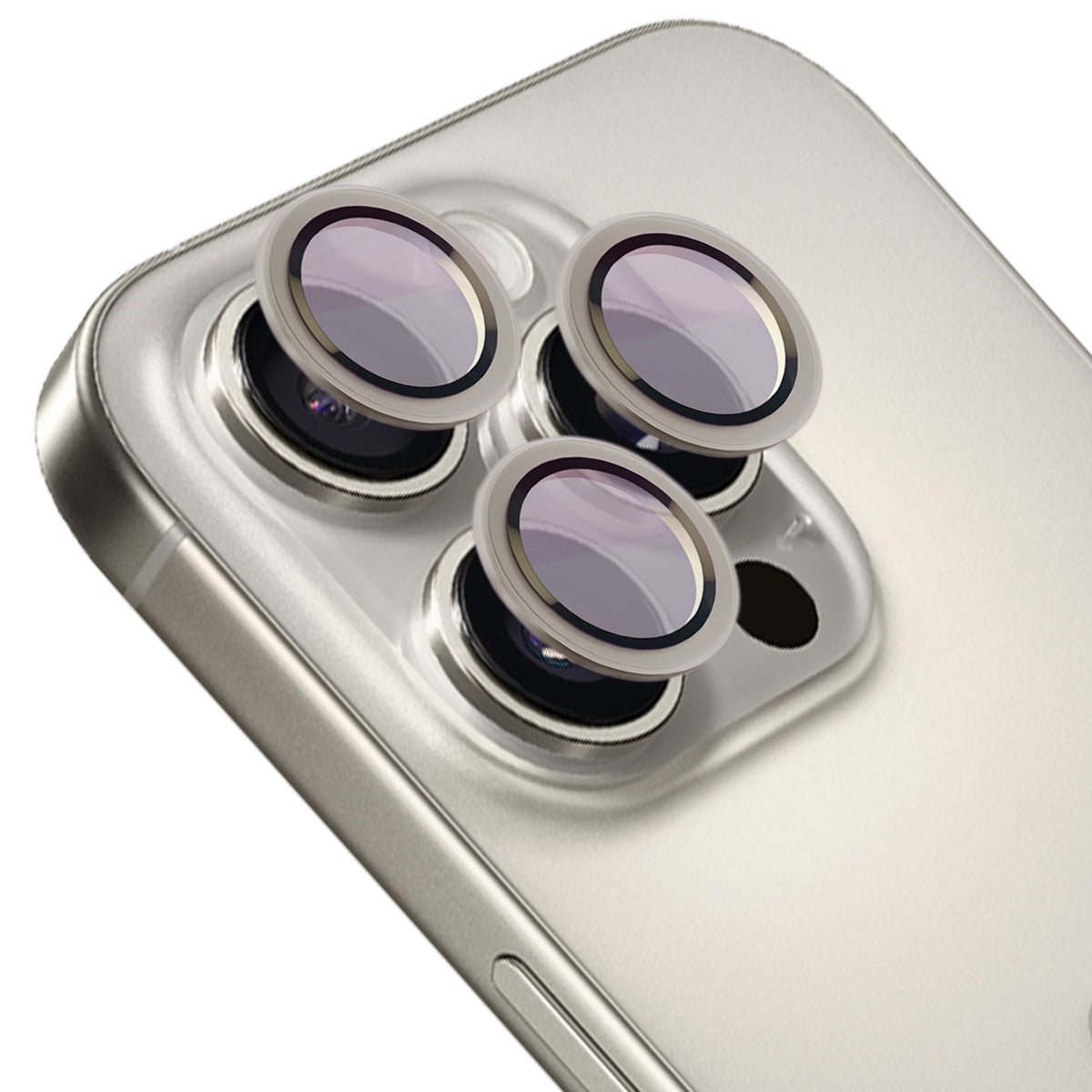 Gehärtetes Glas für die Kamera mit Applikator für iPhone 16 Pro/16 Pro Max, Bizon Glass Snap Lens, 1 Set, Grauer Rahmen