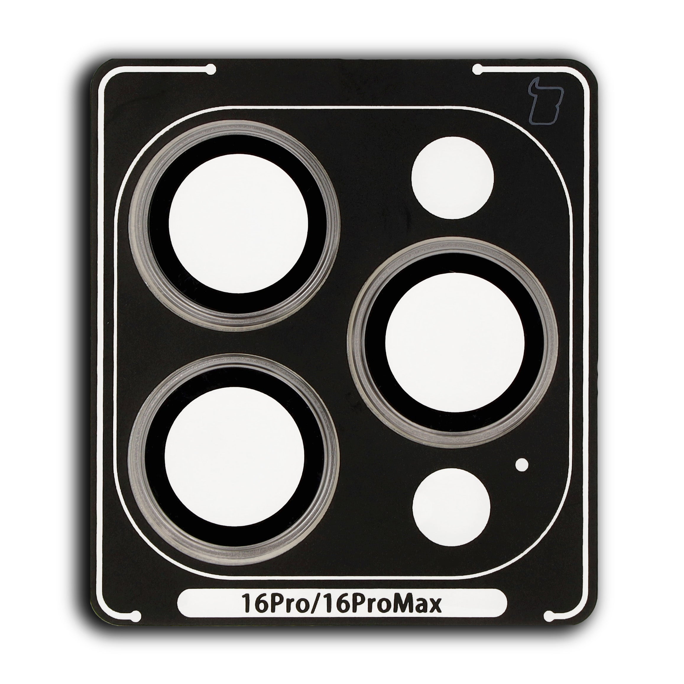 Gehärtetes Glas für die Kamera mit Applikator für iPhone 16 Pro/16 Pro Max, Bizon Glass Snap Lens, 1 Set, Grauer Rahmen