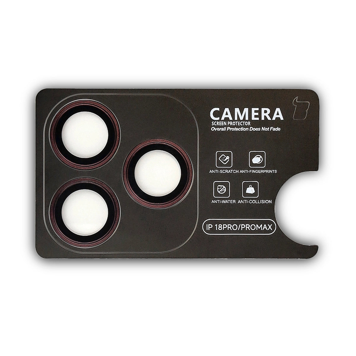 Glas für die Kamera mit Applikator für iPhone 18 Pro / 18 Pro Max, Bizon Glass Snap Lens, 1 Set, burgunderroter Rahmen (2/3)
