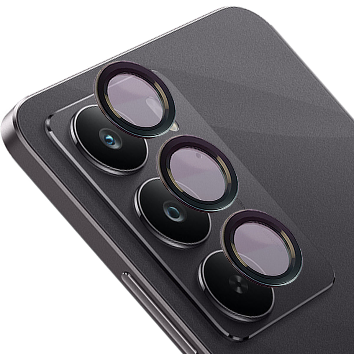 Glas für die Kamera für Realme C75, Bizon Glass Snap Lens, 1 Set, Schwarzer Rahmen