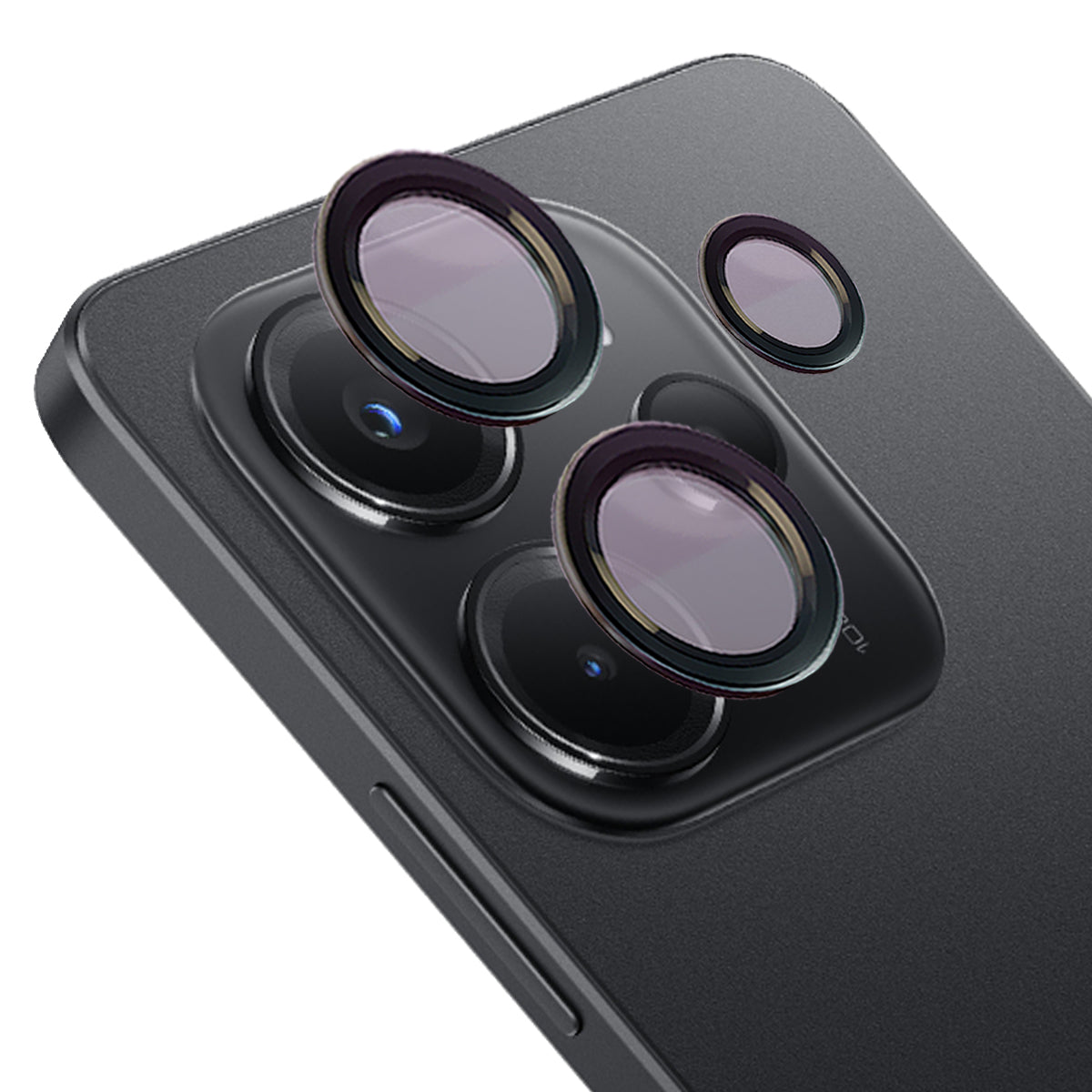 Glas für die Kamera für Xiaomi Redmi Note 14 4G, Bizon Glass Snap Lens, 1 Set, Schwarzer Rahmen