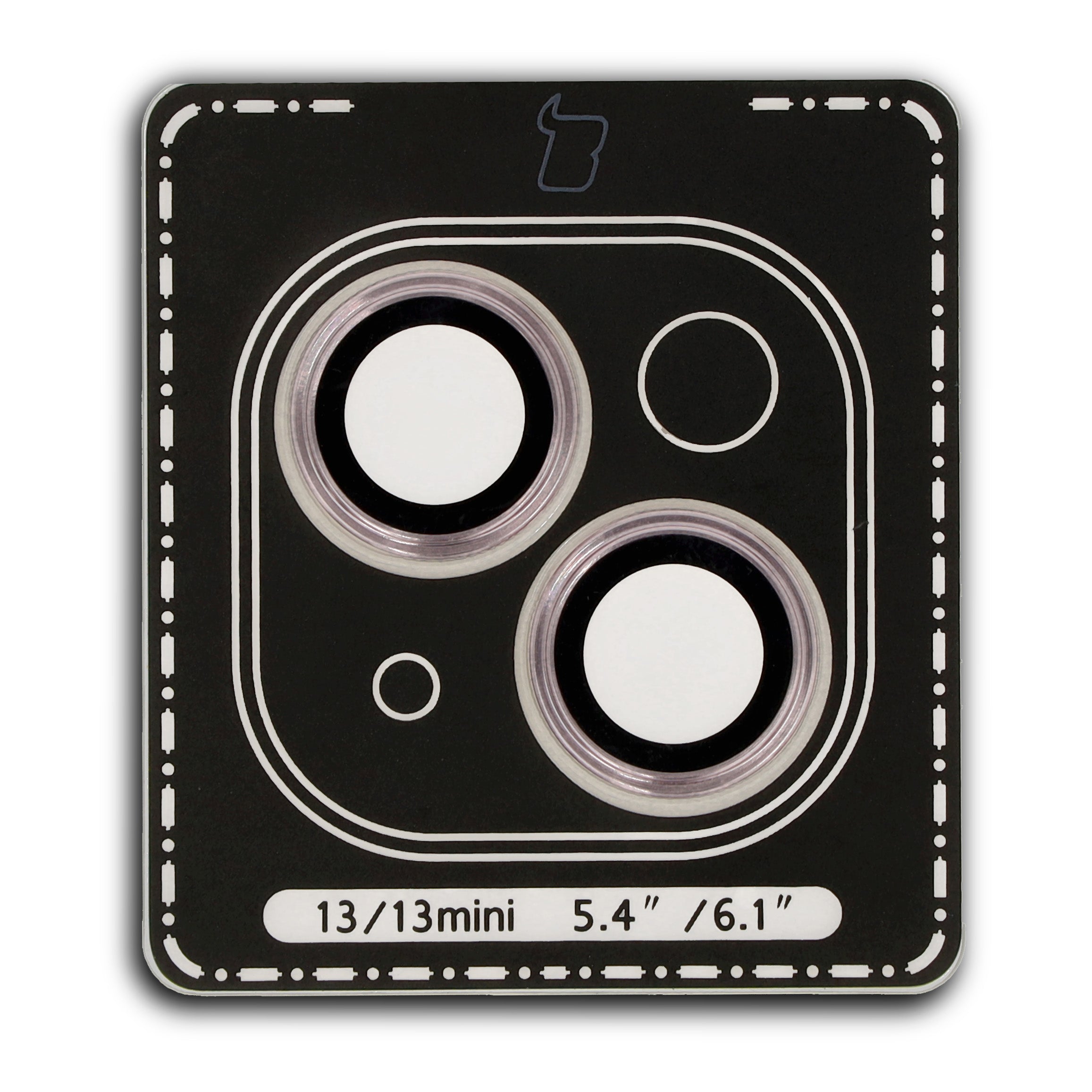 Glas für die Kamera mit Applikator für iPhone 13/13 Mini, Bizon Glass Snap Lens, 1 Set, Hellrosa Rahmen