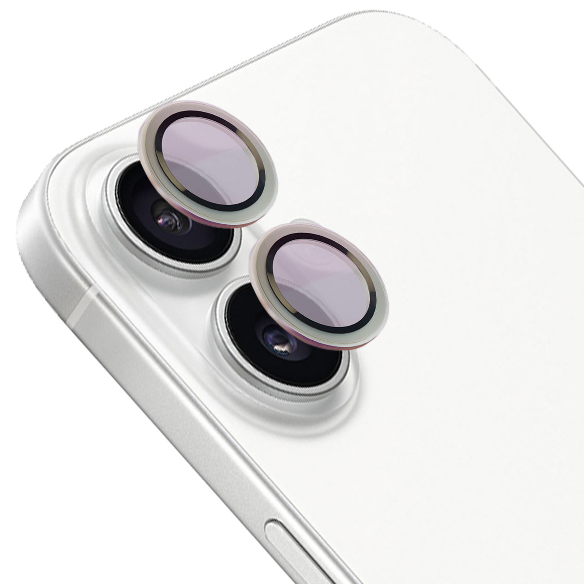 Glas für die Kamera mit Applikator für iPhone 16/16 Plus, Bizon Glass Snap Lens, 1 Set, Silberner Rahmen