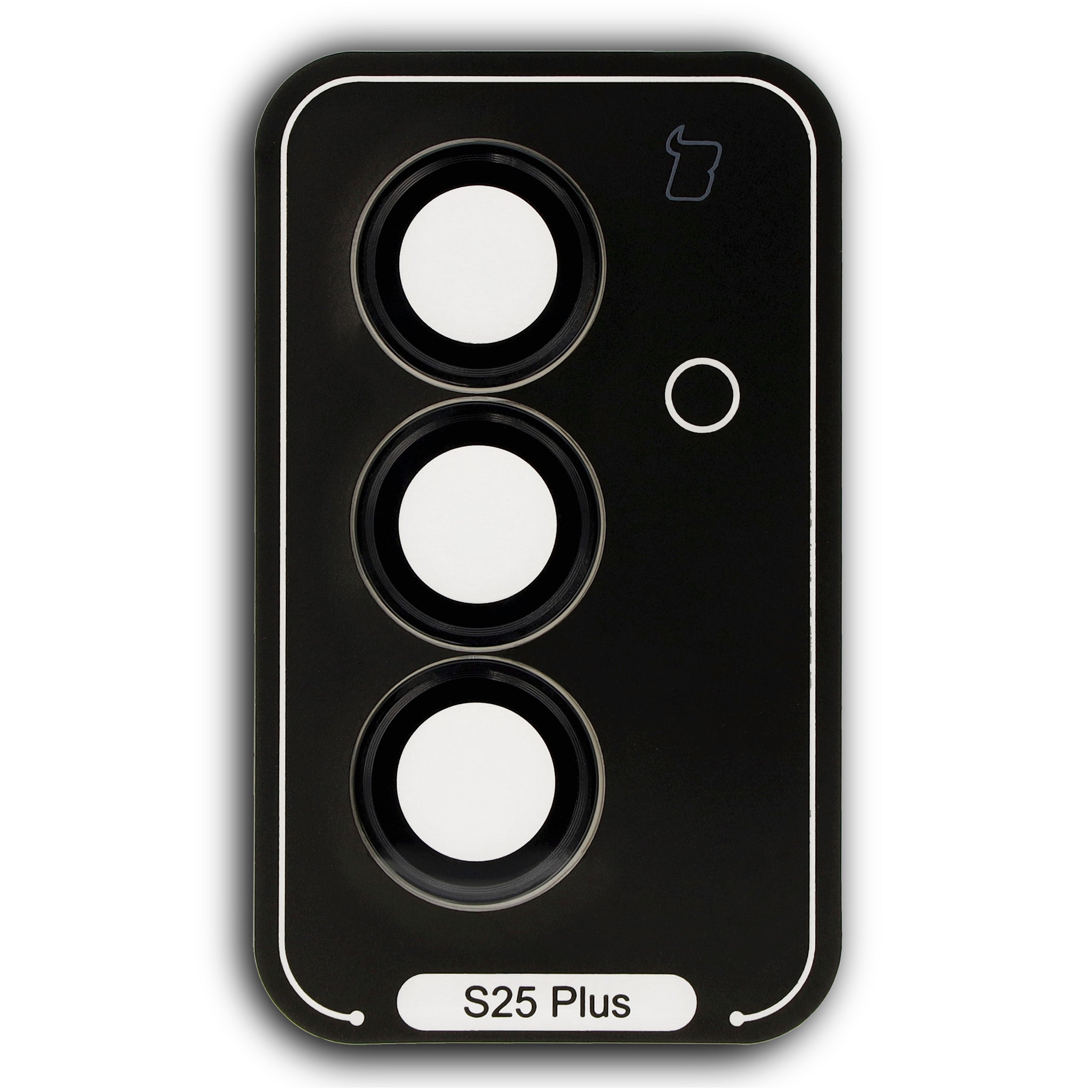 Gehärtetes Glas für die Kamera mit Applikator für Galaxy S25 Plus, Bizon Glass Snap Lens, 1 Set, Schwarzer Rahmen