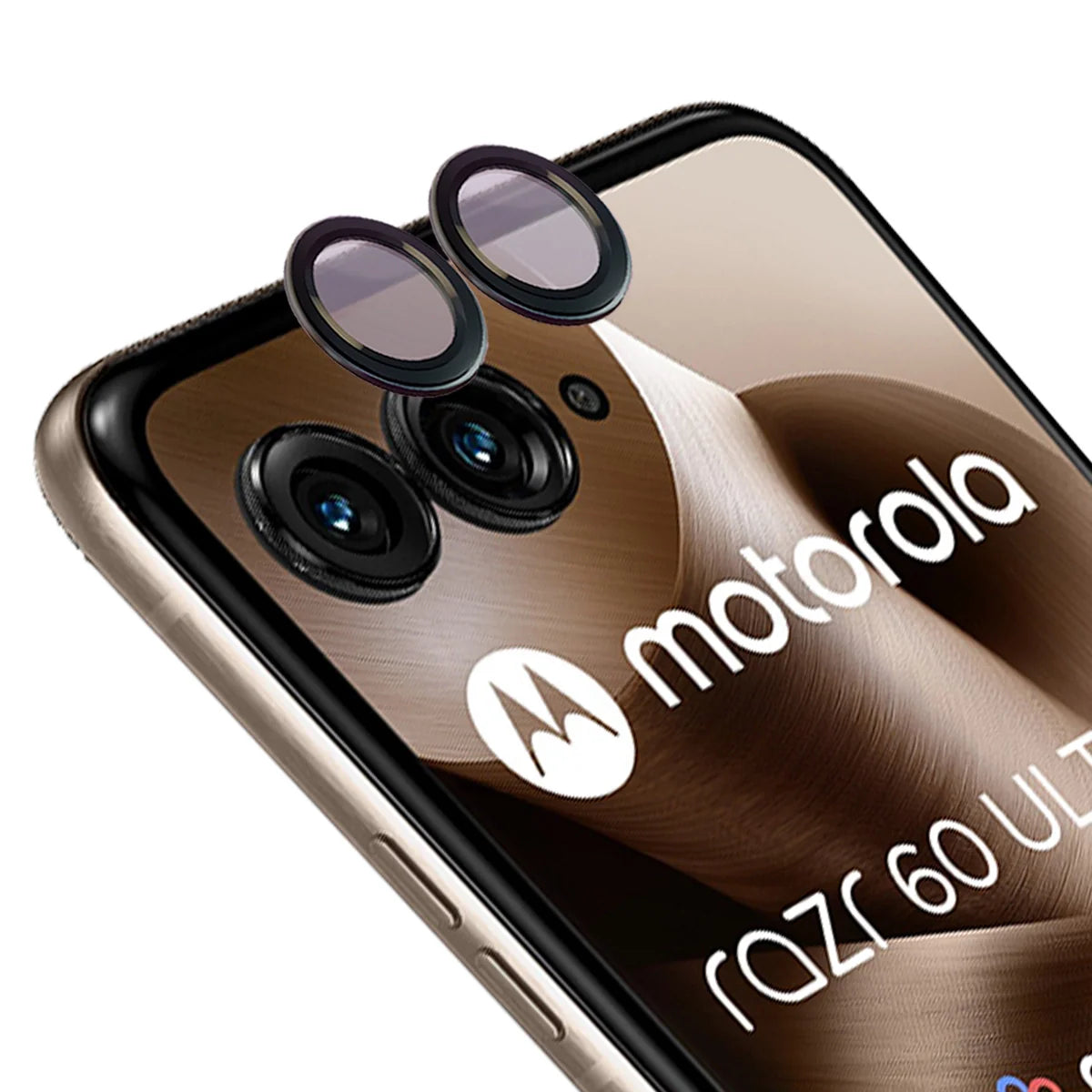 Glas für die Kamera für Motorola Razr 60 Ultra, Bizon Glass Snap Lens, 1 Set, Schwarzer Rahmen