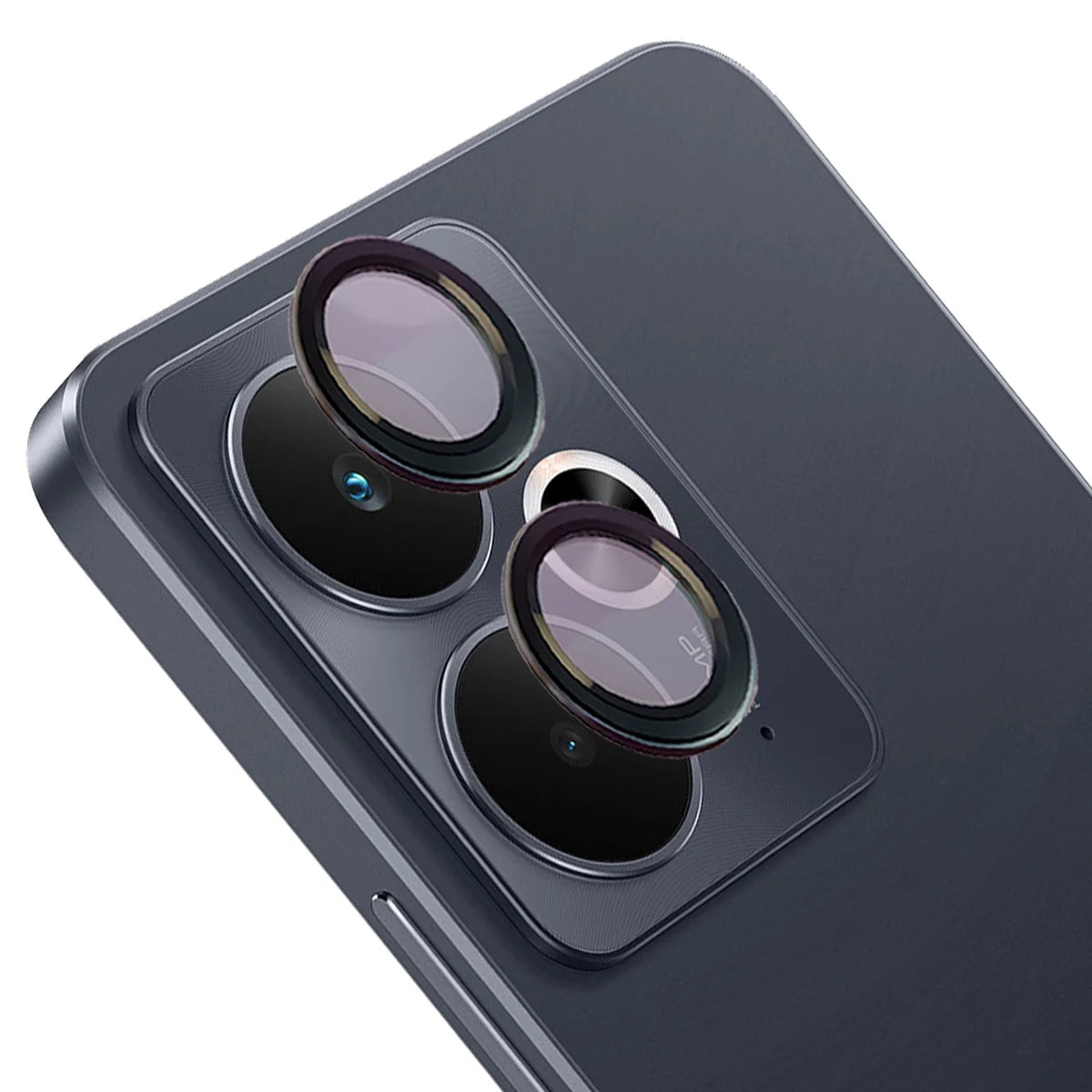 Glas für die Kamera für Realme 14 5G / 14T 5G, Bizon Glass Snap Lens, 1 Set, Schwarzer Rahmen