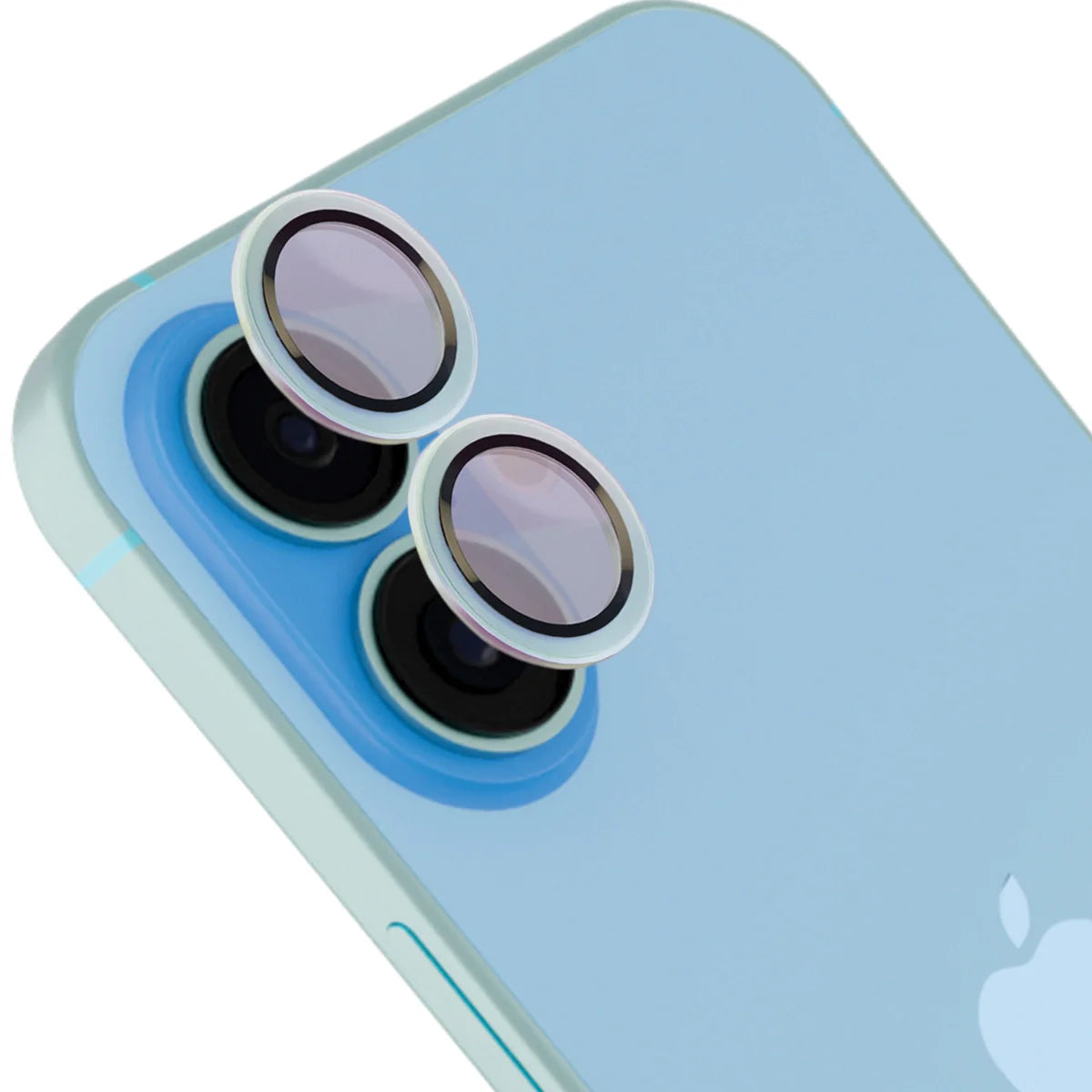 Glas für die Kamera mit Applikator für iPhone 17, Bizon Glass Snap Lens, 1 Set, Blau-grauer Rahmen